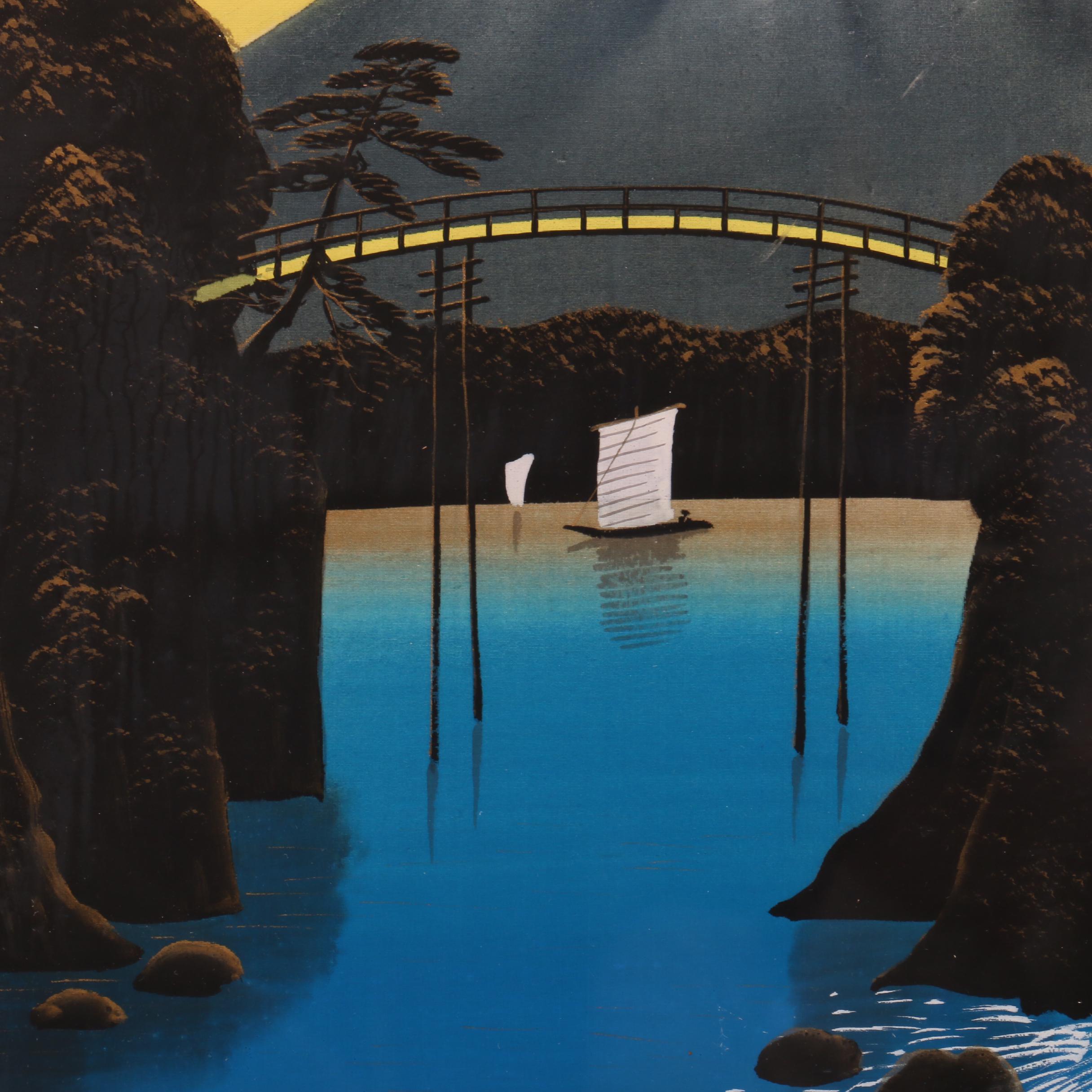Yoshimitsu Mixed Media Painting of Japanese Landscape