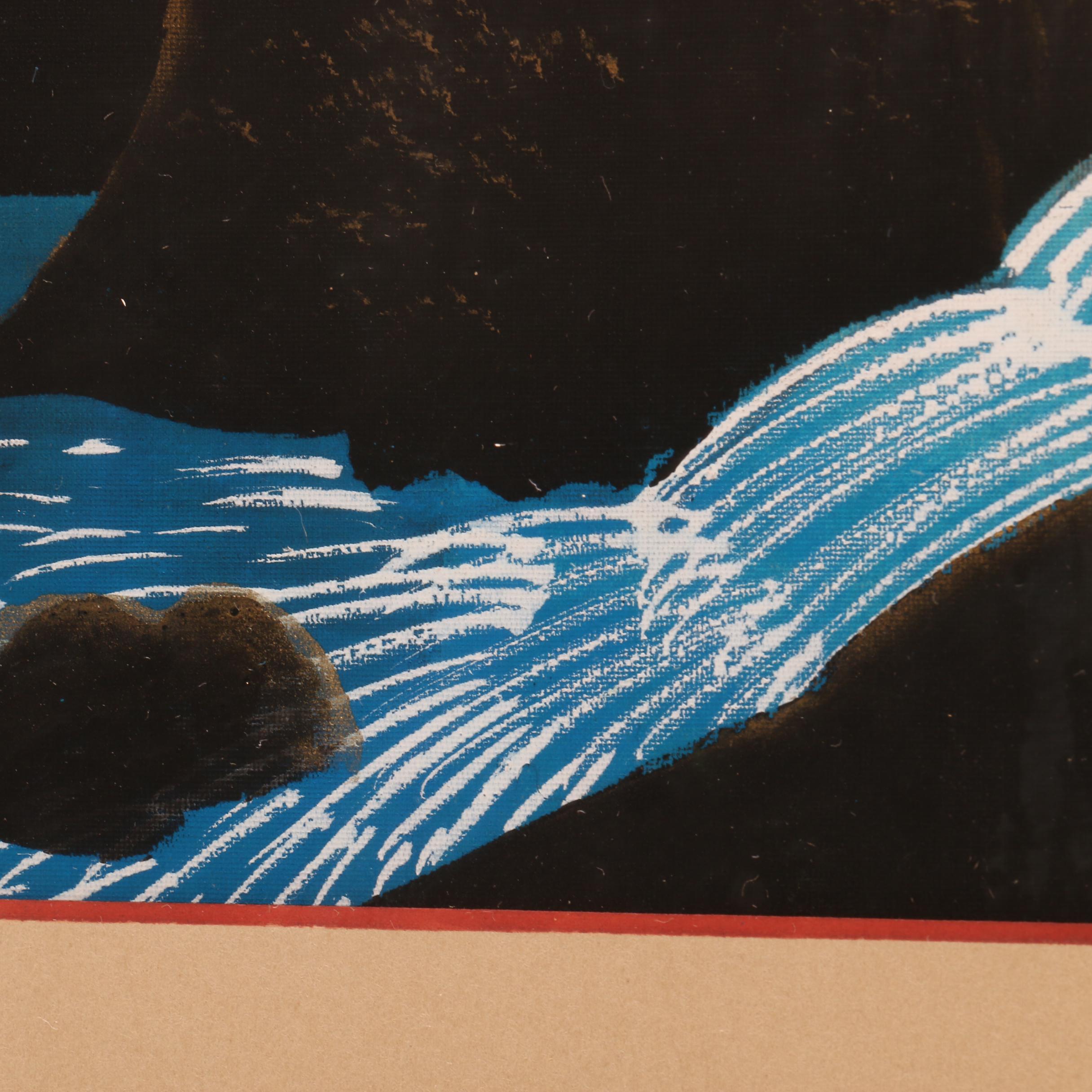 Yoshimitsu Mixed Media Painting of Japanese Landscape