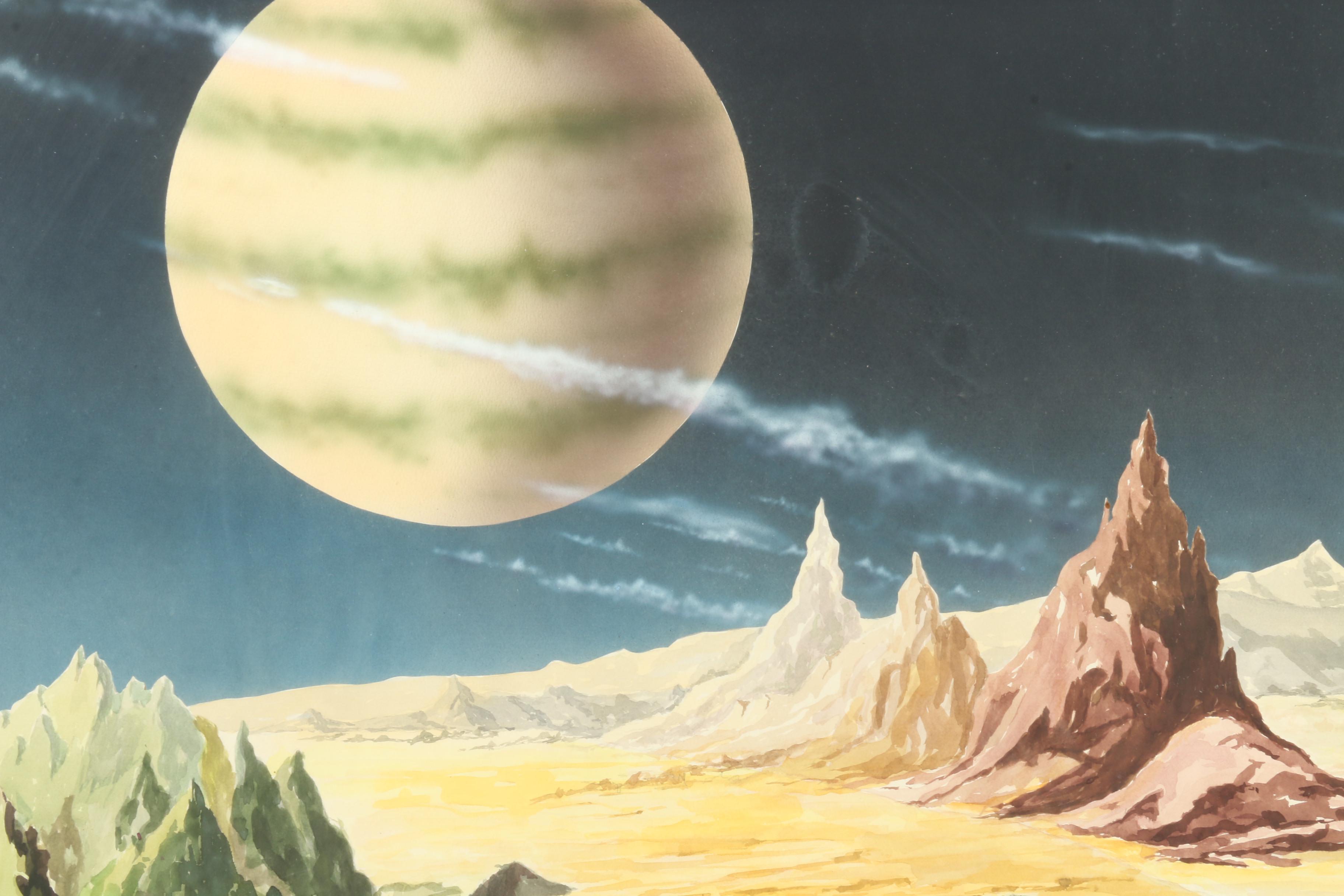 James Keller Watercolor Painting of Surreal Landscape