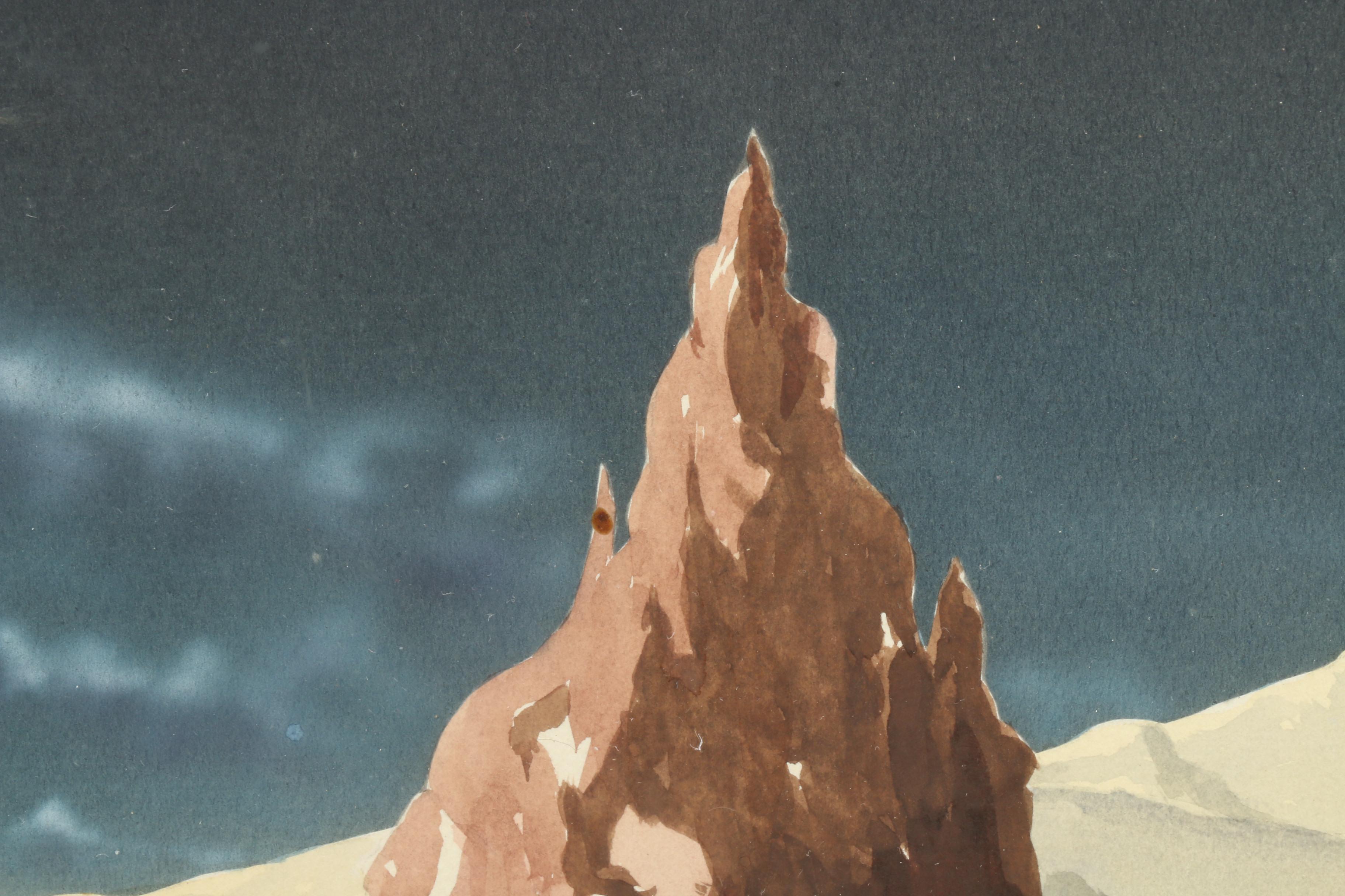 James Keller Watercolor Painting of Surreal Landscape