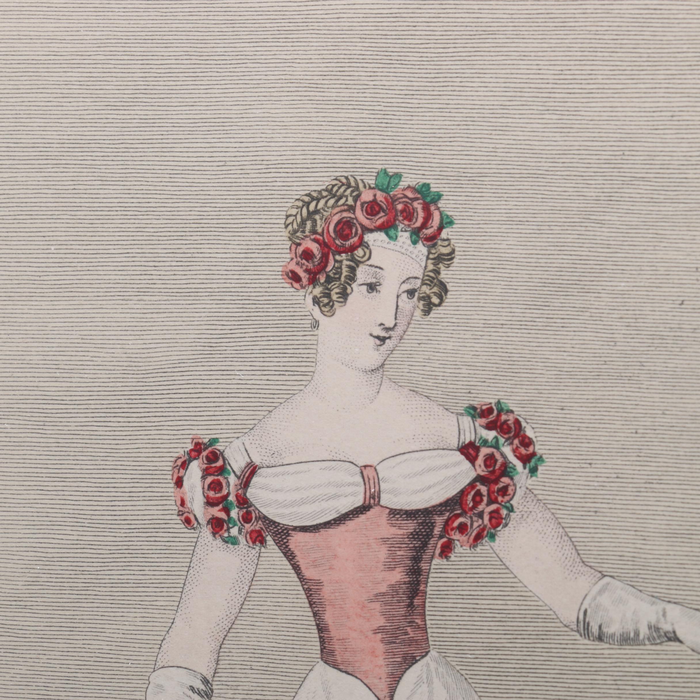 Hand Colored Intaglio Print "Le Bon Genre, No. 111 Mademoiselle Busc et Monsieu"