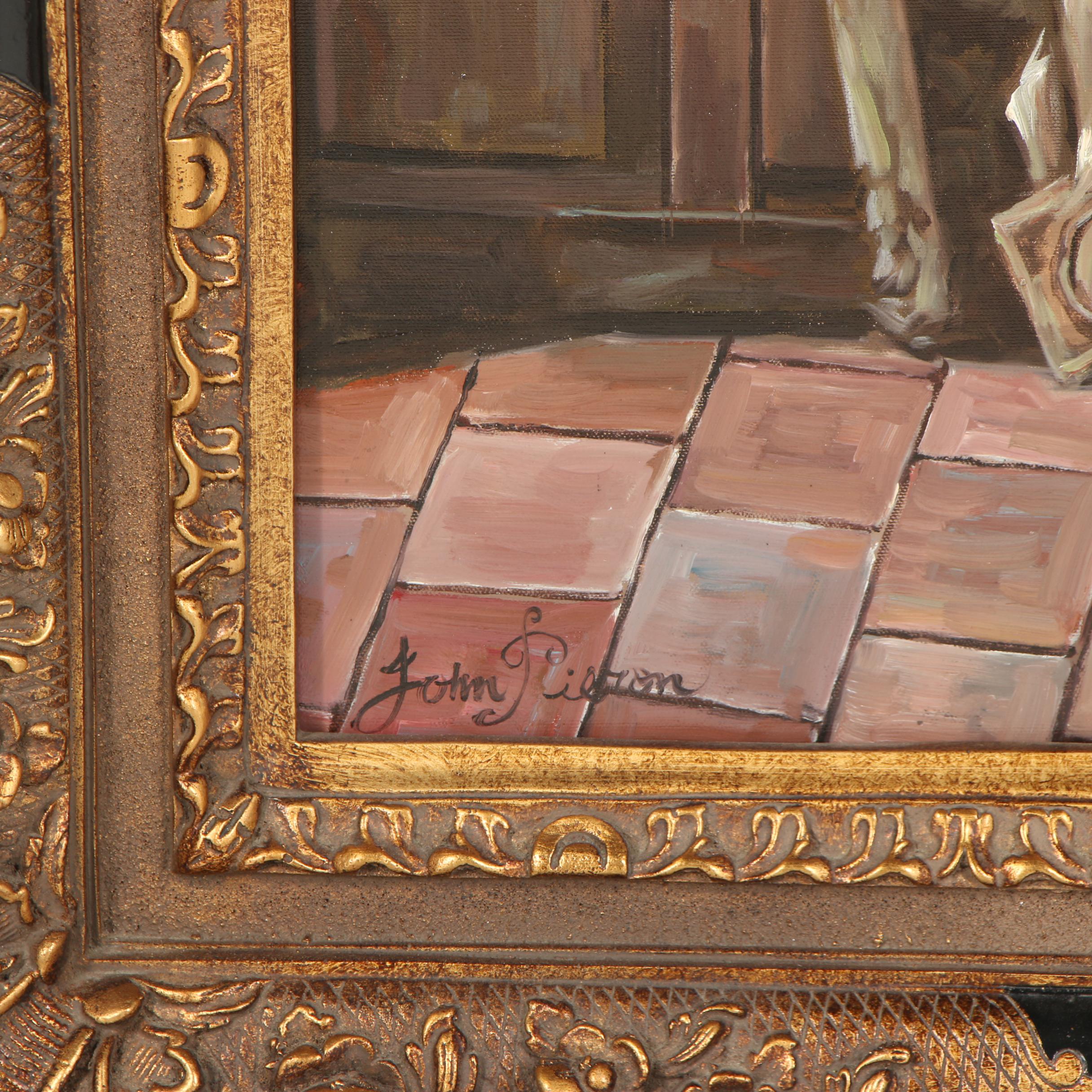 John Pieron Genre Scene Oil Painting