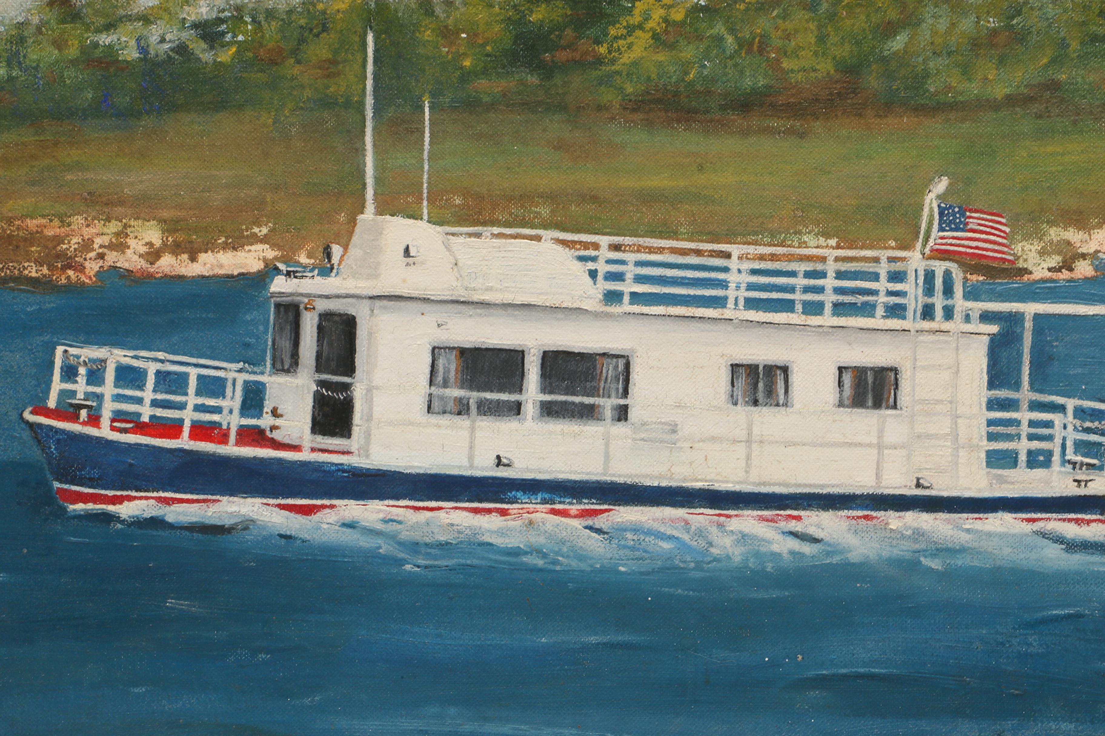 G. Kuhn Oil Painting of Riverboat