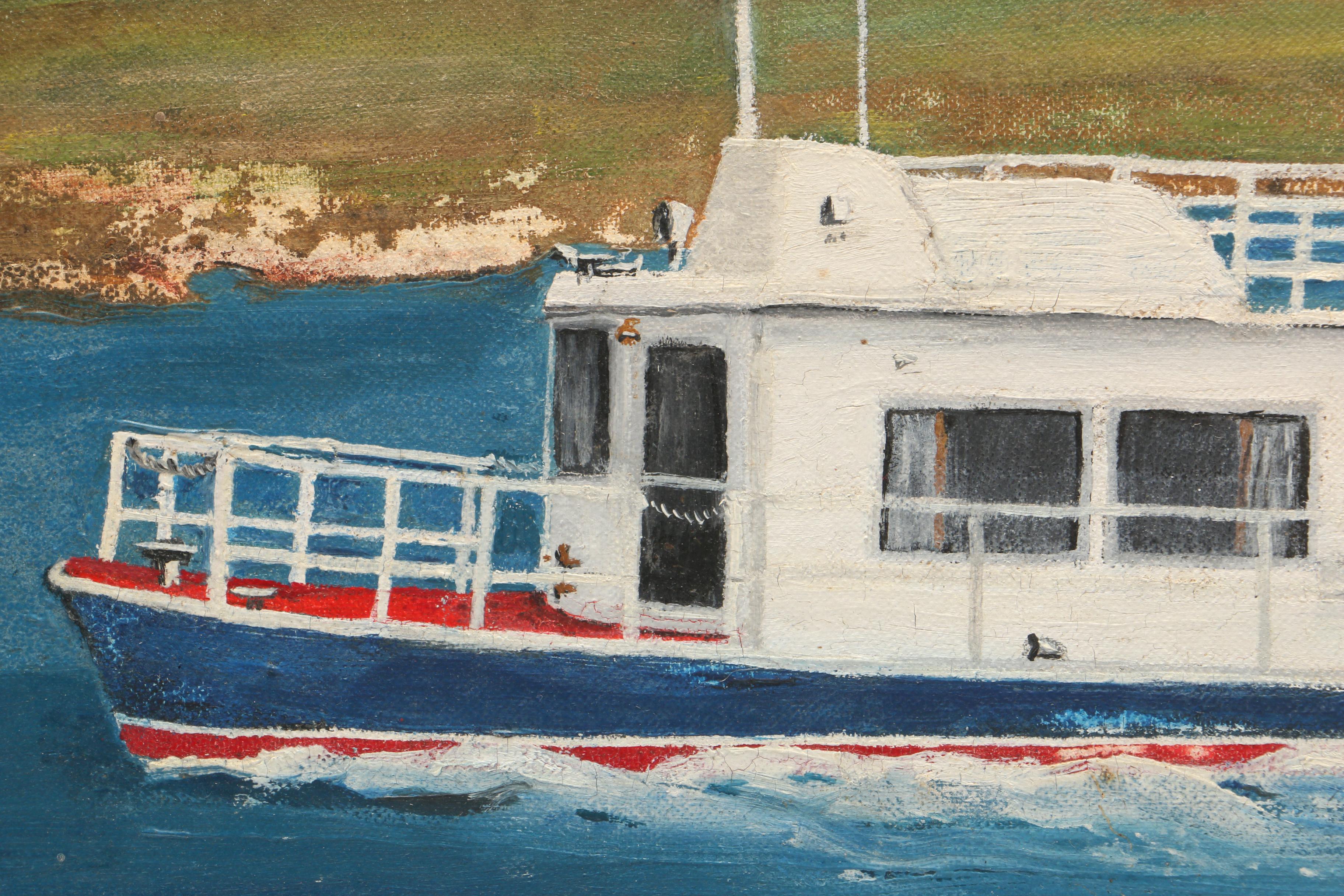 G. Kuhn Oil Painting of Riverboat