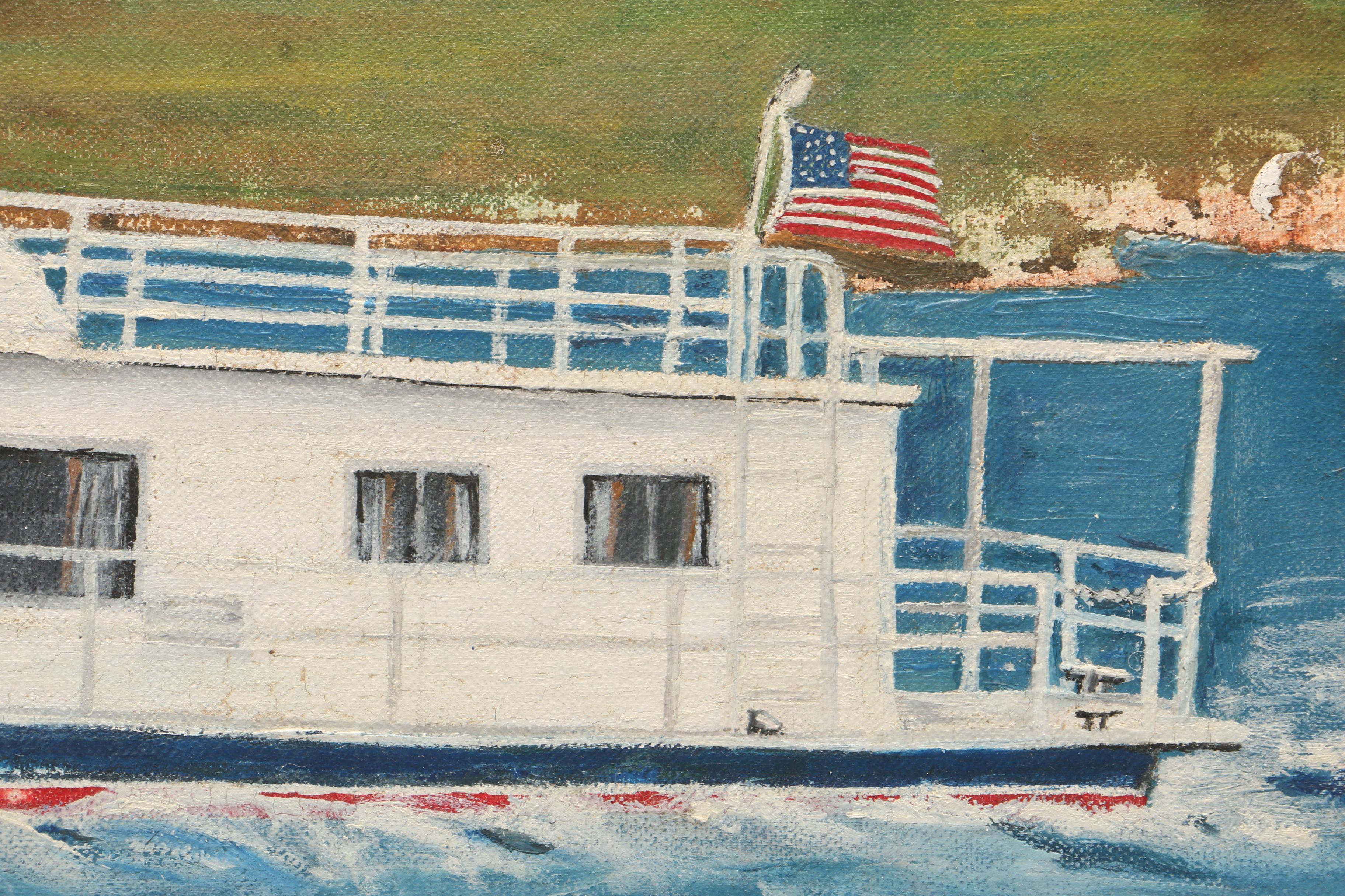 G. Kuhn Oil Painting of Riverboat