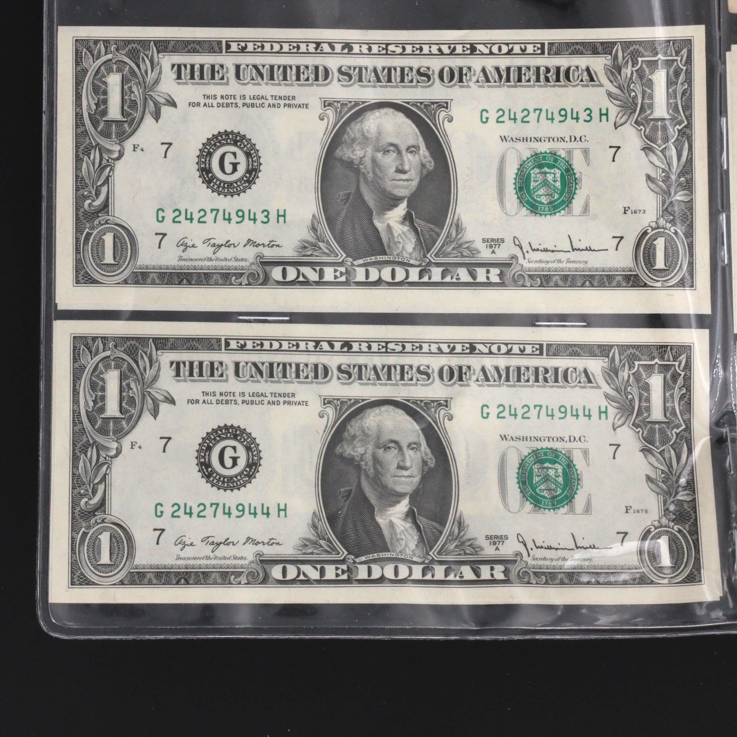 Group of 13 U.S. $1 Federal Reserve Notes Included Consecutive Serial Numbers
