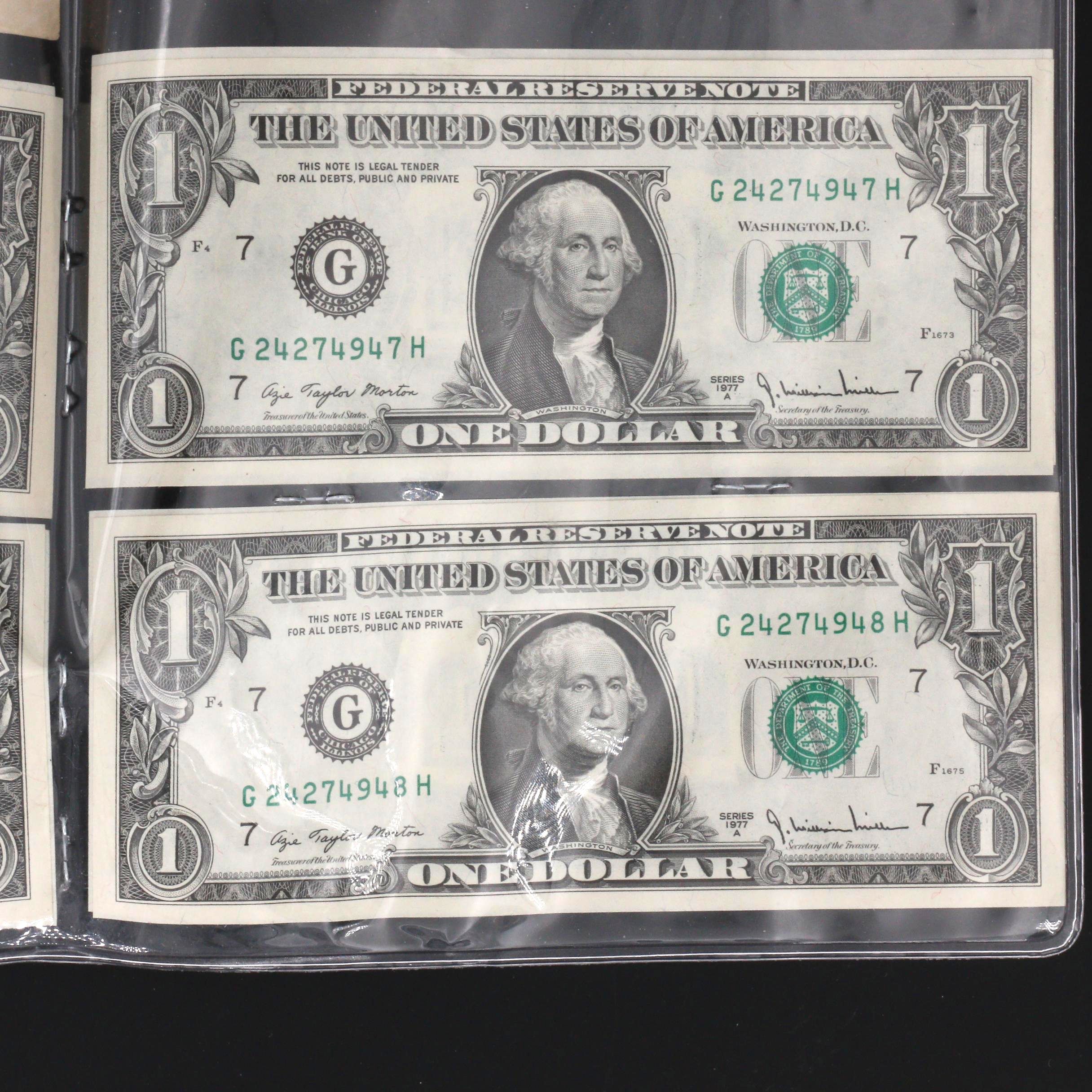 Group of 13 U.S. $1 Federal Reserve Notes Included Consecutive Serial Numbers