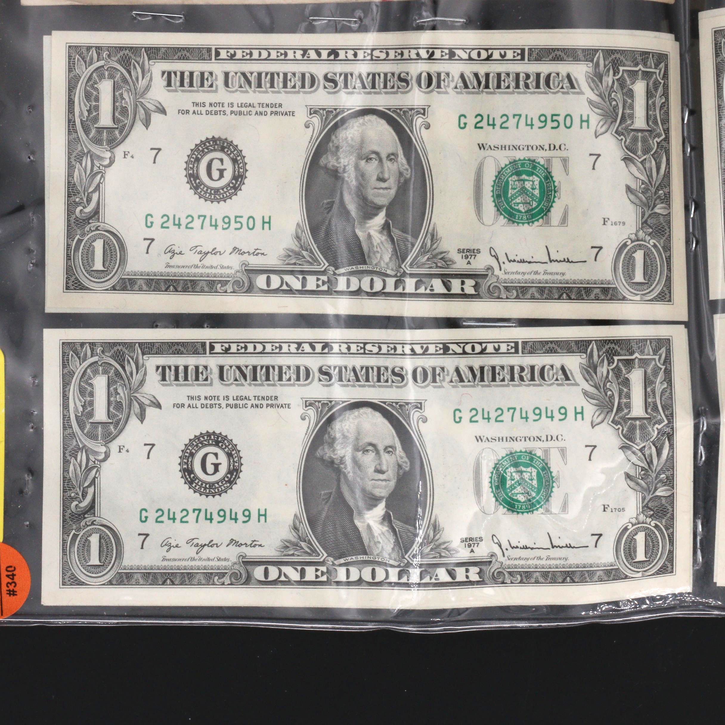 Group of 13 U.S. $1 Federal Reserve Notes Included Consecutive Serial Numbers