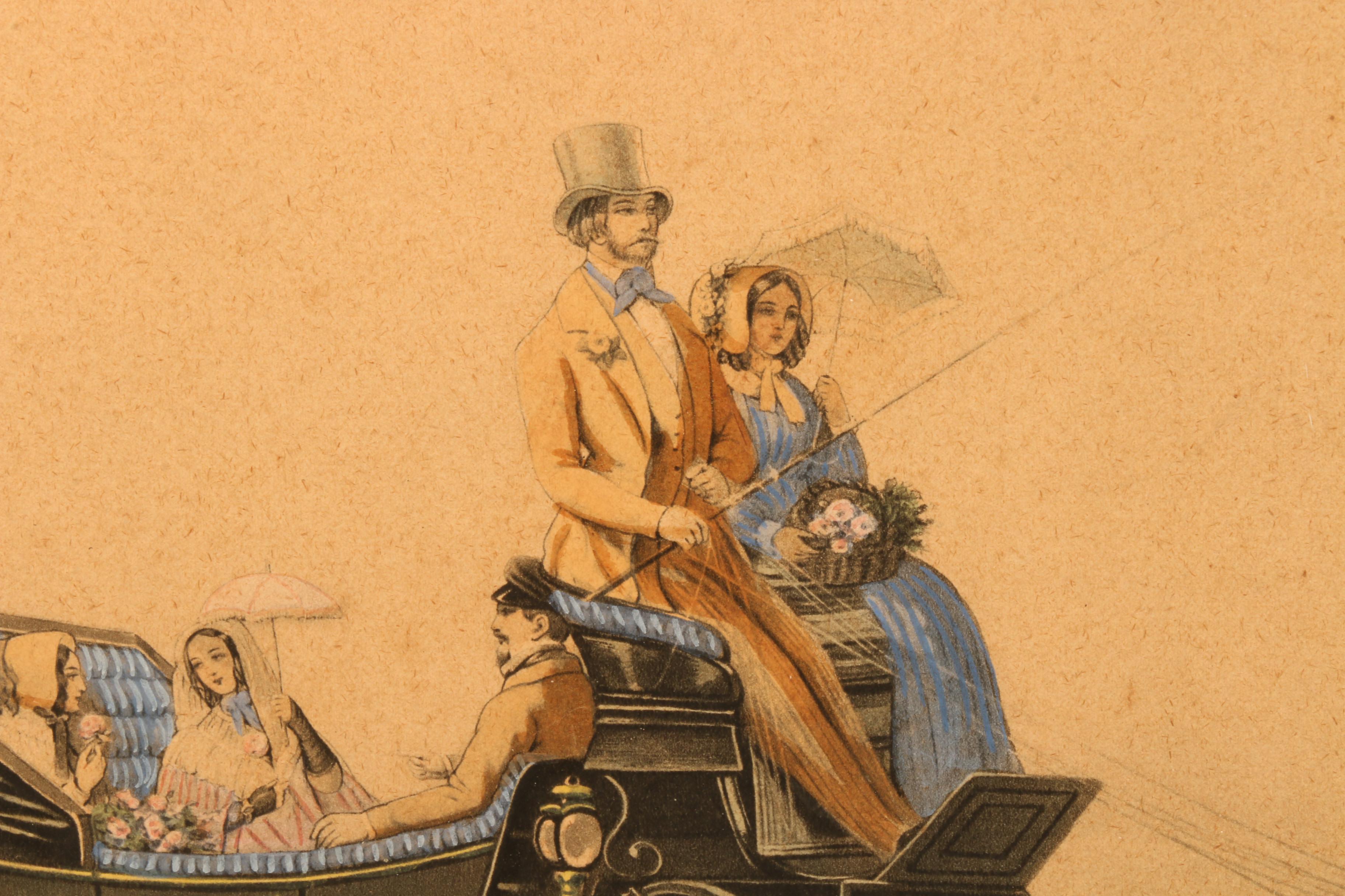 Richard Woodman Hand-colored Lithograph after James Barenger "The Walk"