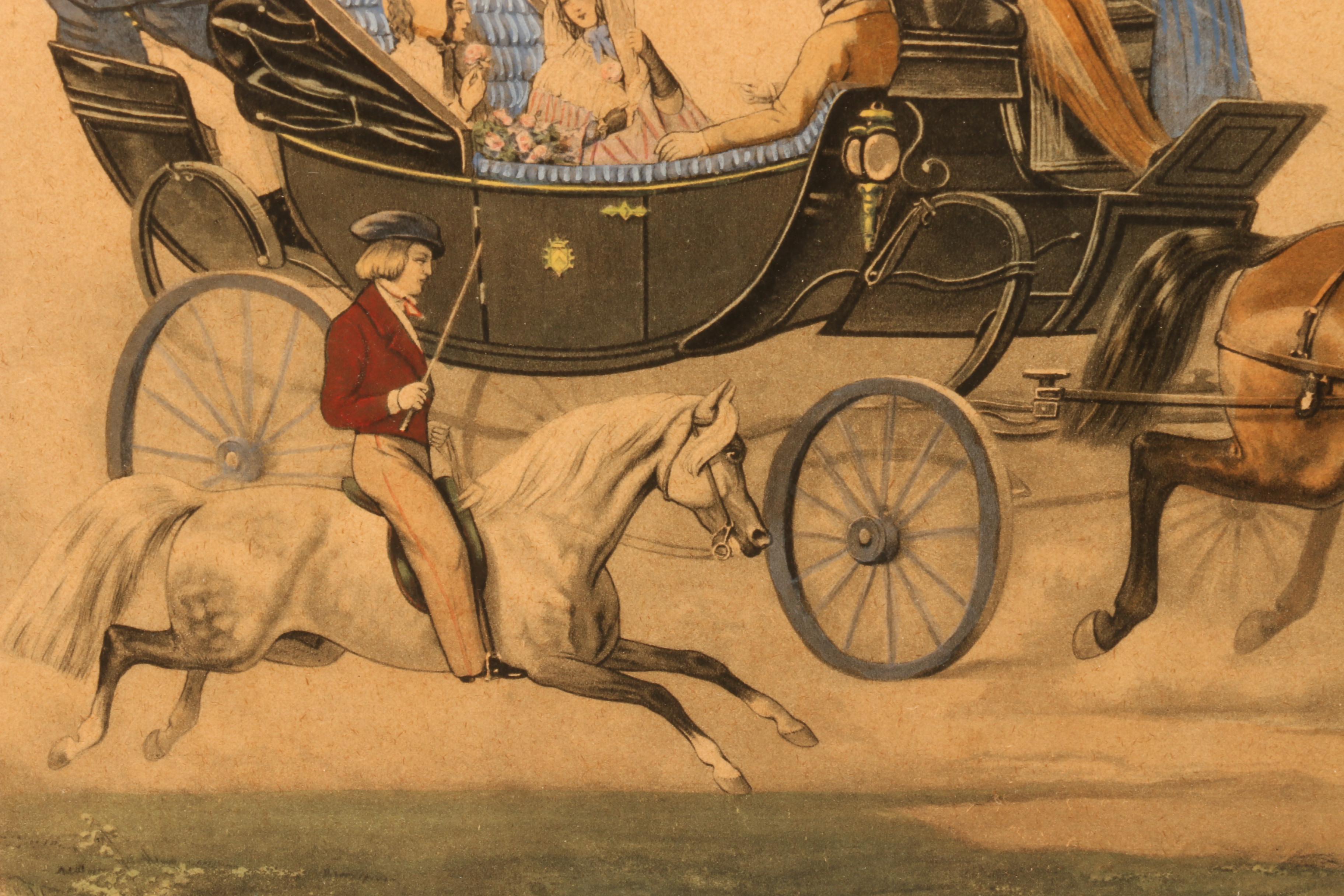 Richard Woodman Hand-colored Lithograph after James Barenger "The Walk"