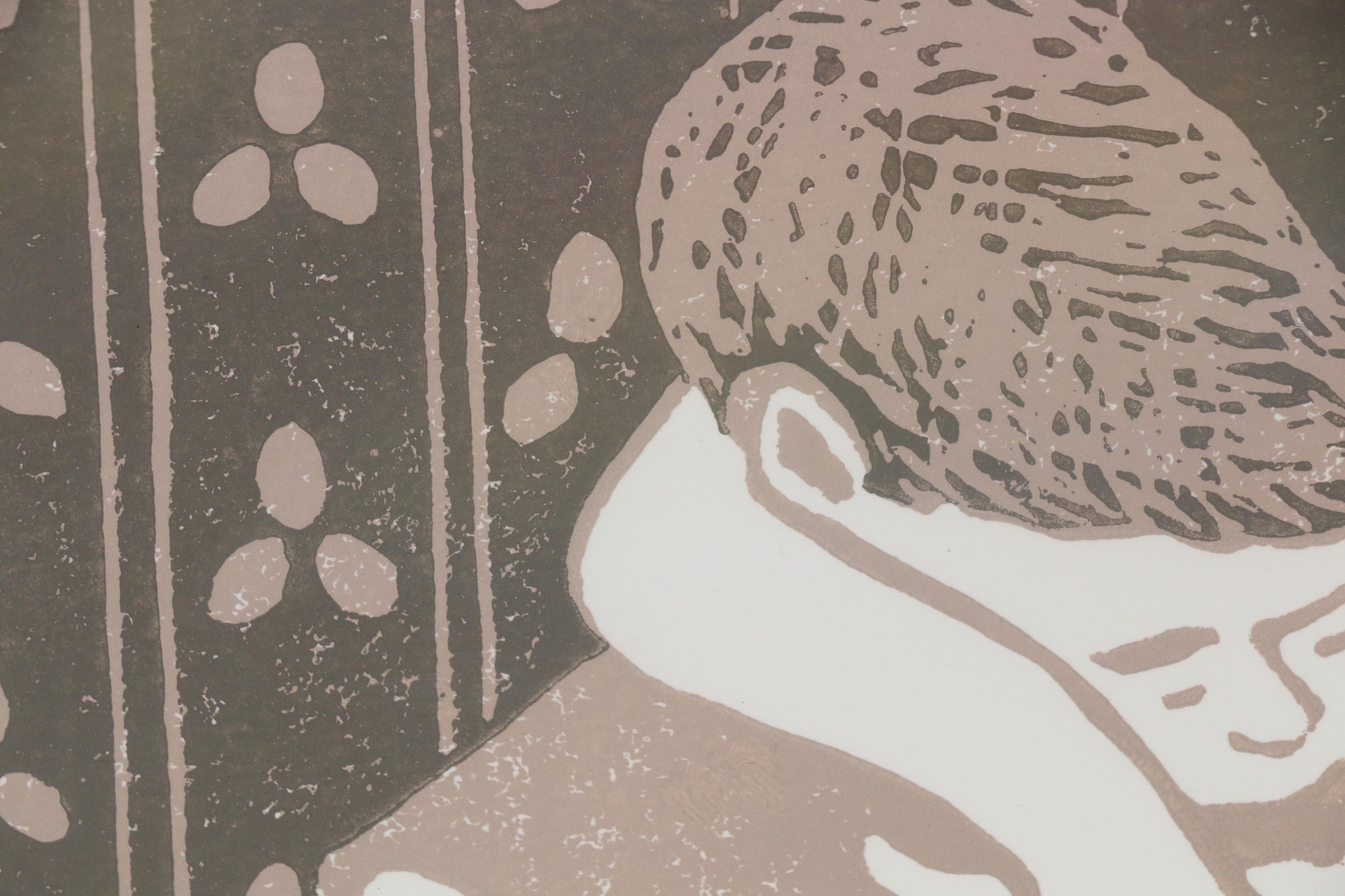 Betsy Shults Woodblock "Tête-à-Tête"