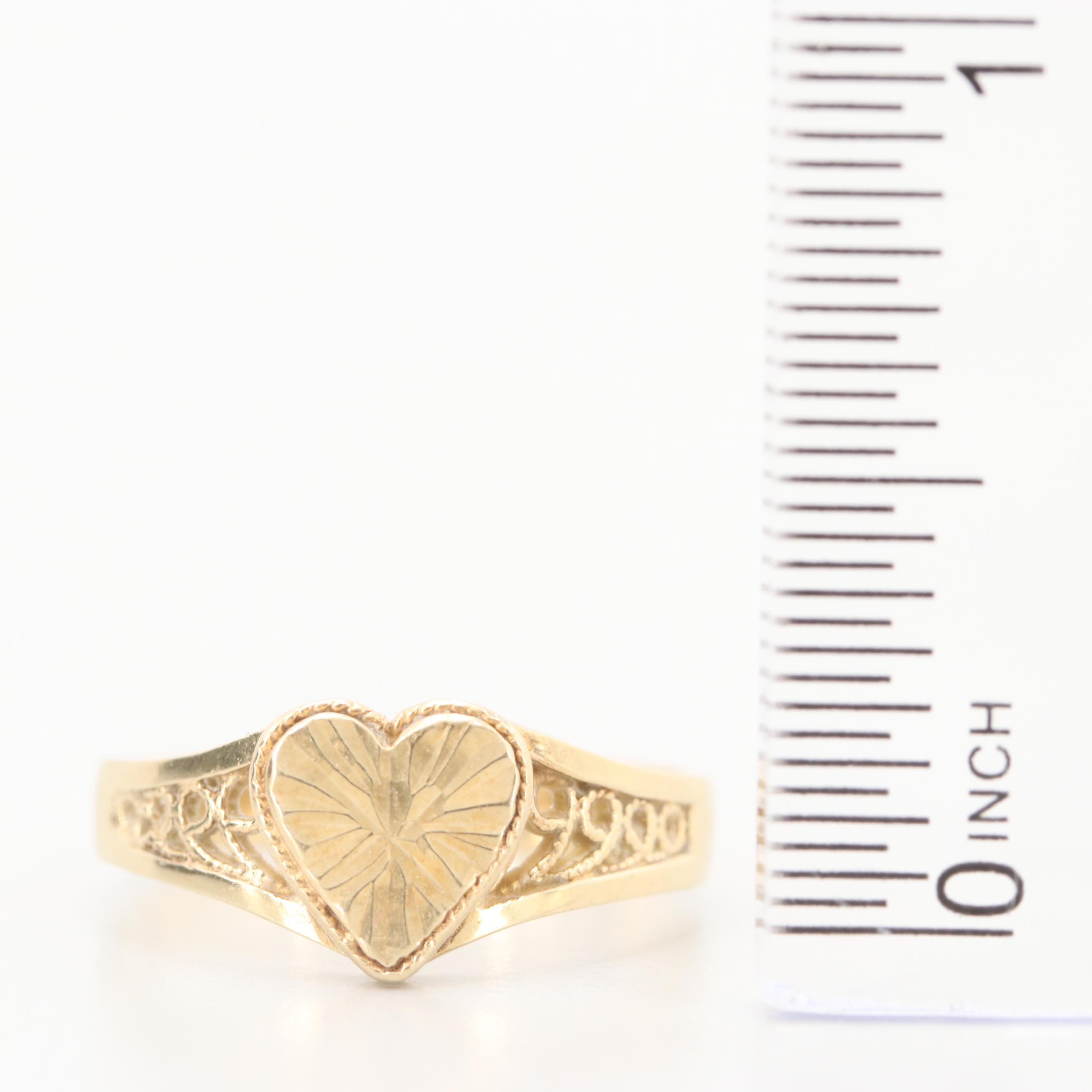 14K Yellow Gold Heart Ring
