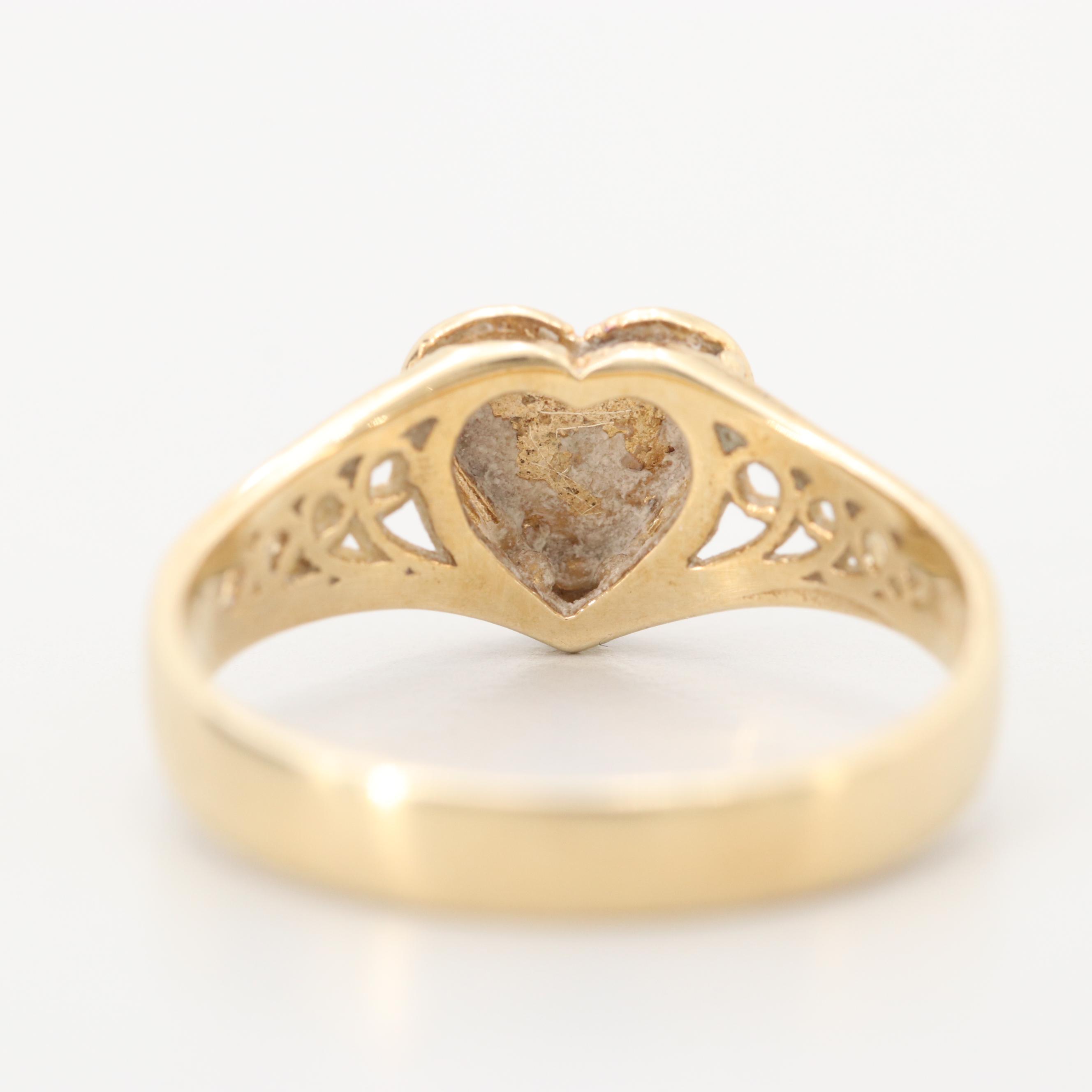 14K Yellow Gold Heart Ring