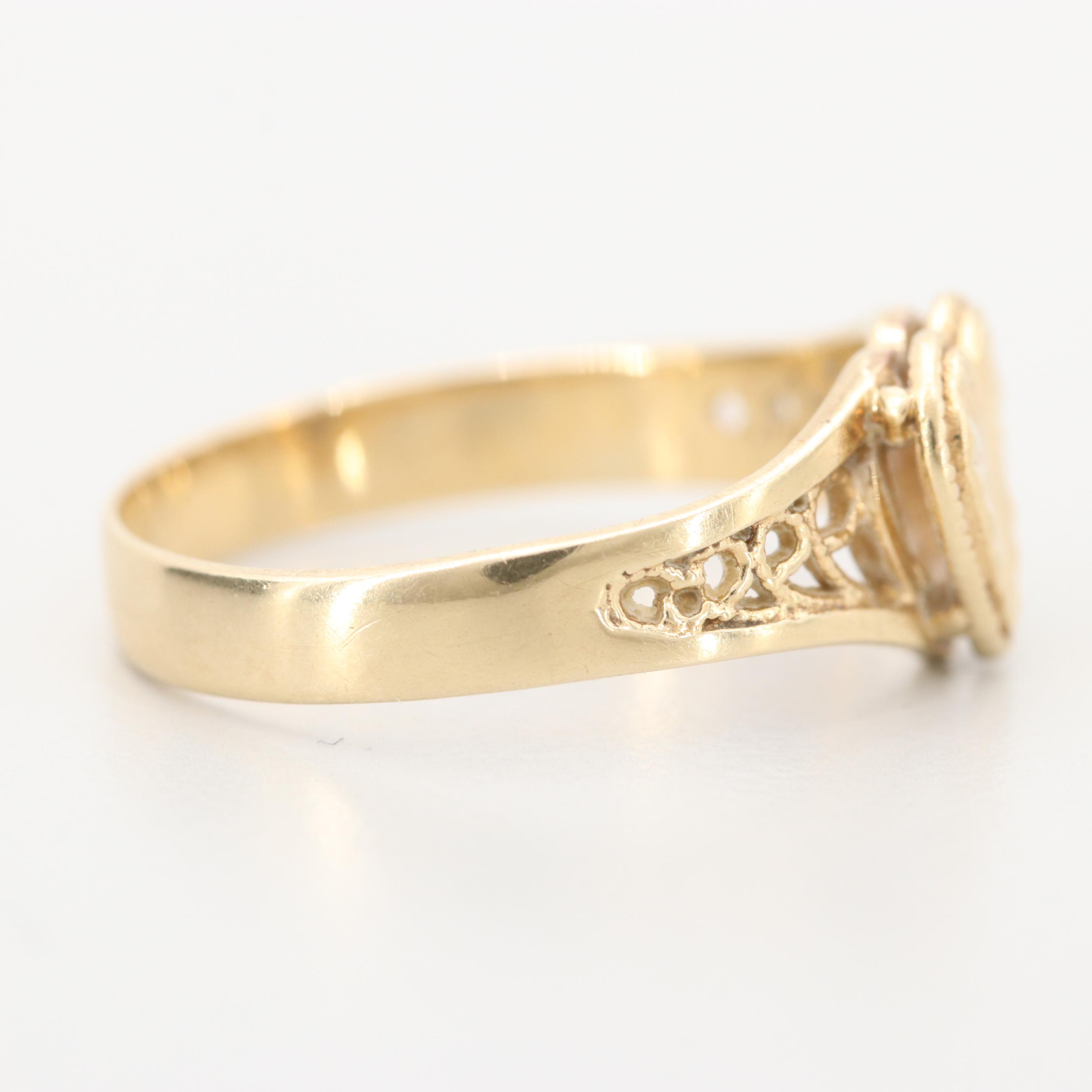 14K Yellow Gold Heart Ring