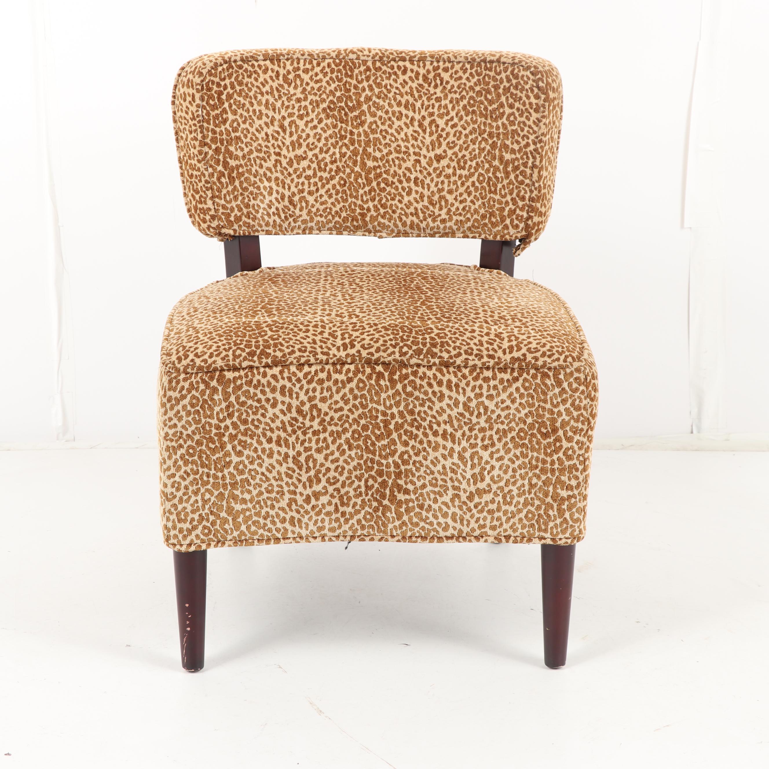 Leopard Print Upholstered Vanity Chair by Pier 1 Imports, 21st Century