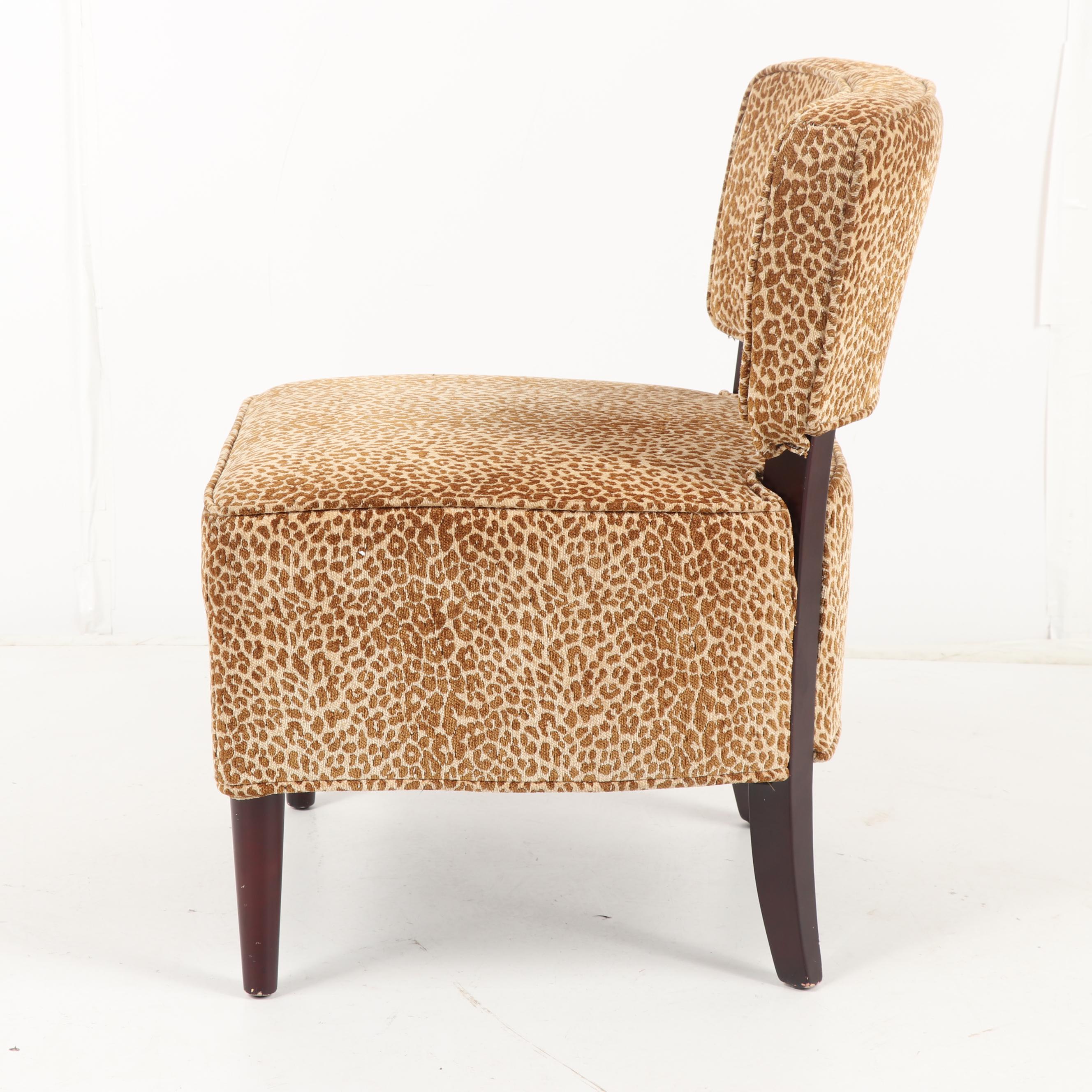 Leopard Print Upholstered Vanity Chair by Pier 1 Imports, 21st Century
