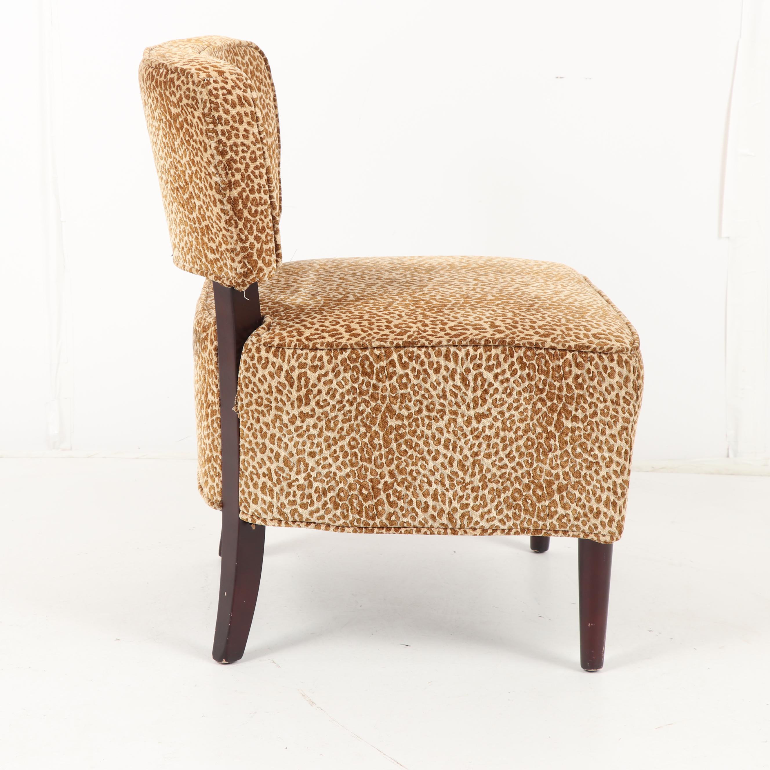 Leopard Print Upholstered Vanity Chair by Pier 1 Imports, 21st Century