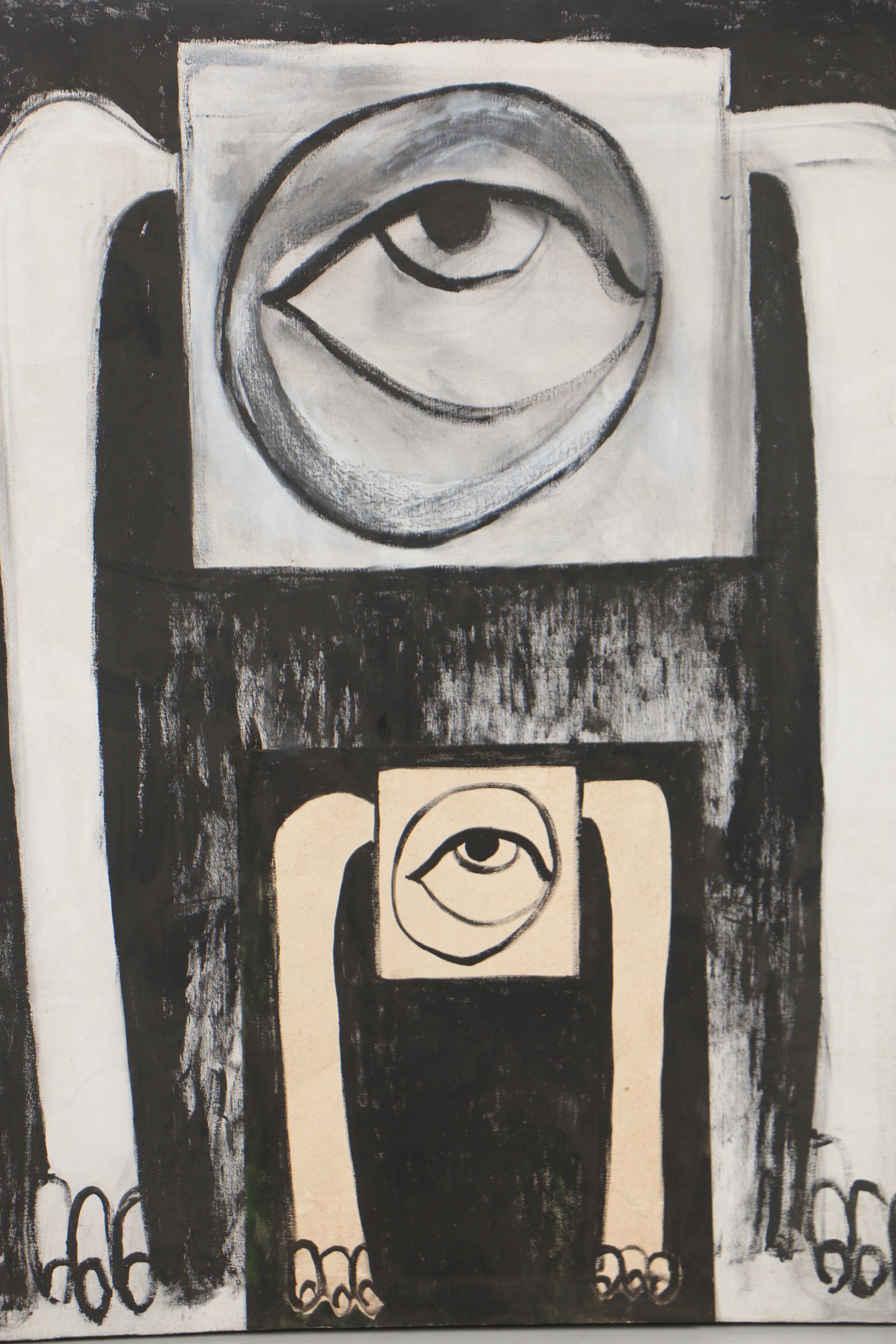 Louise Pershing Acrylic and Paper on Canvas "Mother and Child"