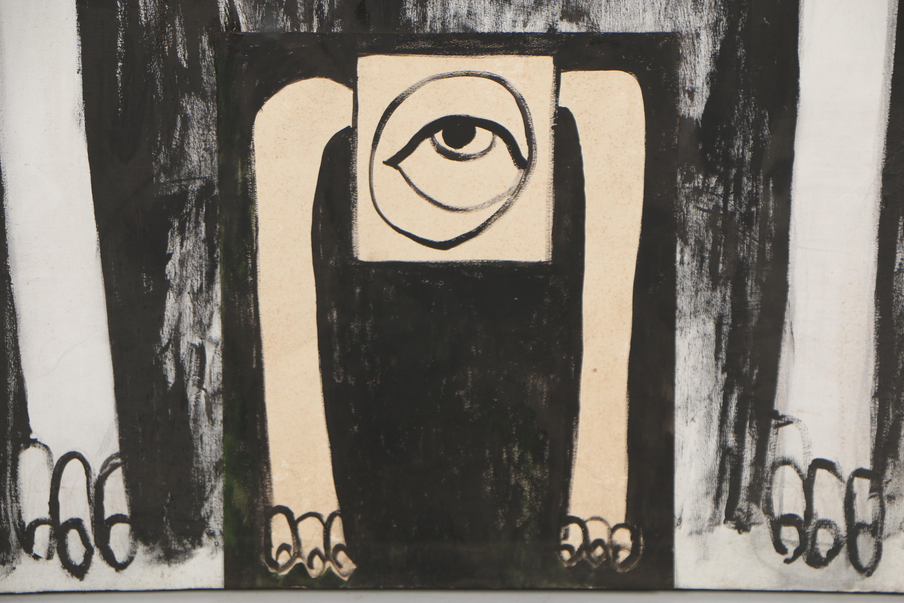 Louise Pershing Acrylic and Paper on Canvas "Mother and Child"