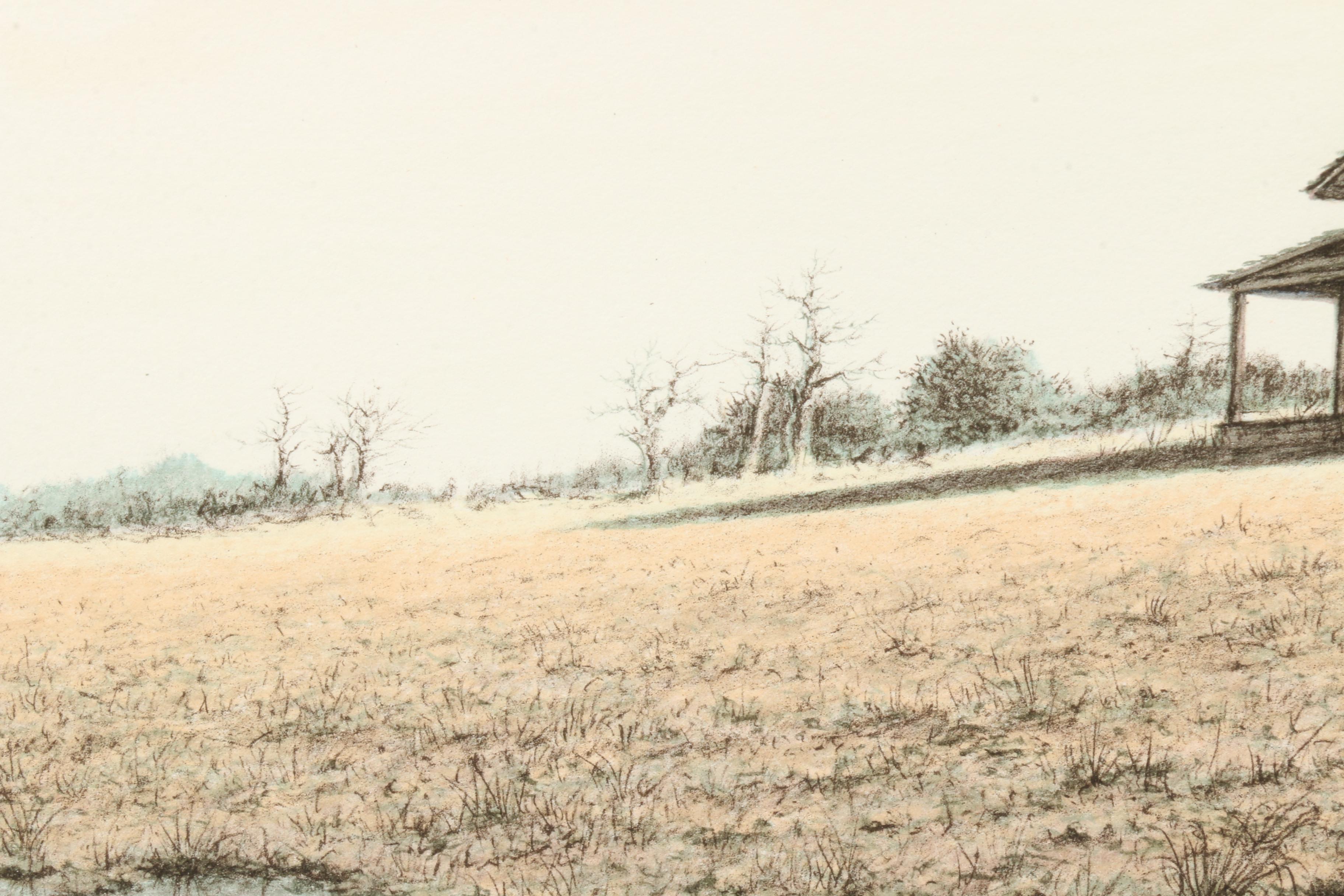 Butler Brown 1977 Color Lithograph "The Old Georgia Farmhouse"