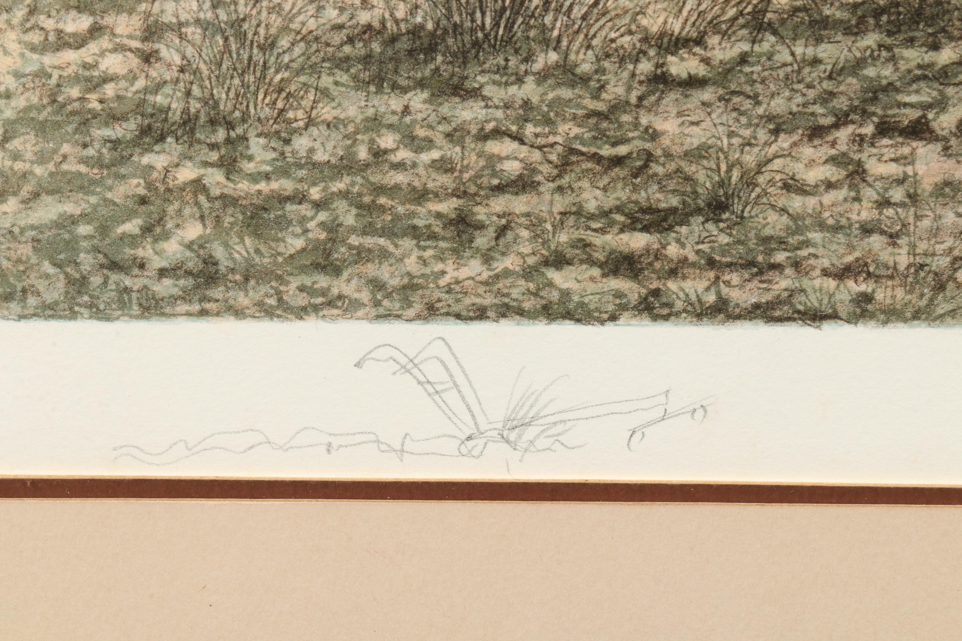 Butler Brown 1977 Color Lithograph "The Old Georgia Farmhouse"