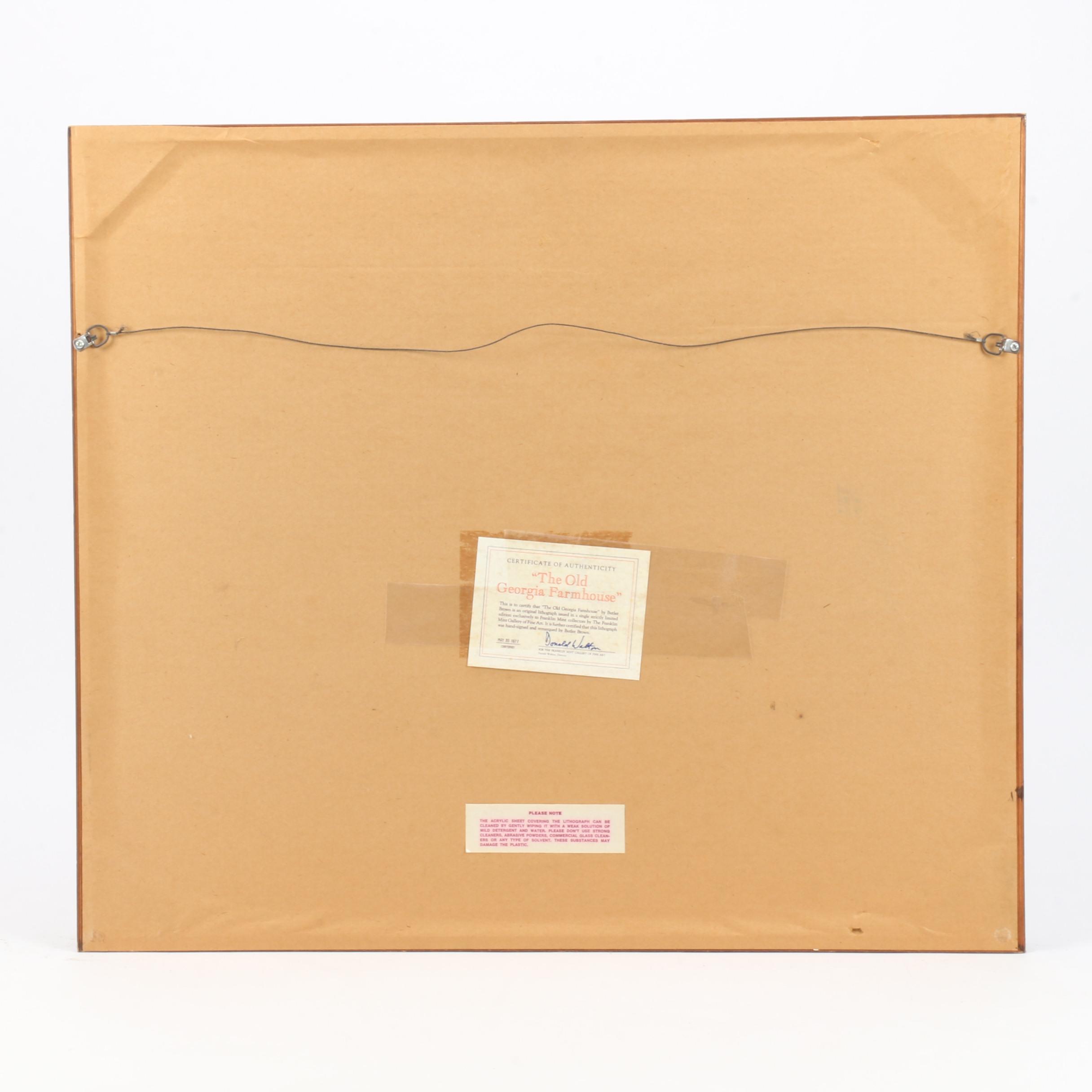 Butler Brown 1977 Color Lithograph "The Old Georgia Farmhouse"