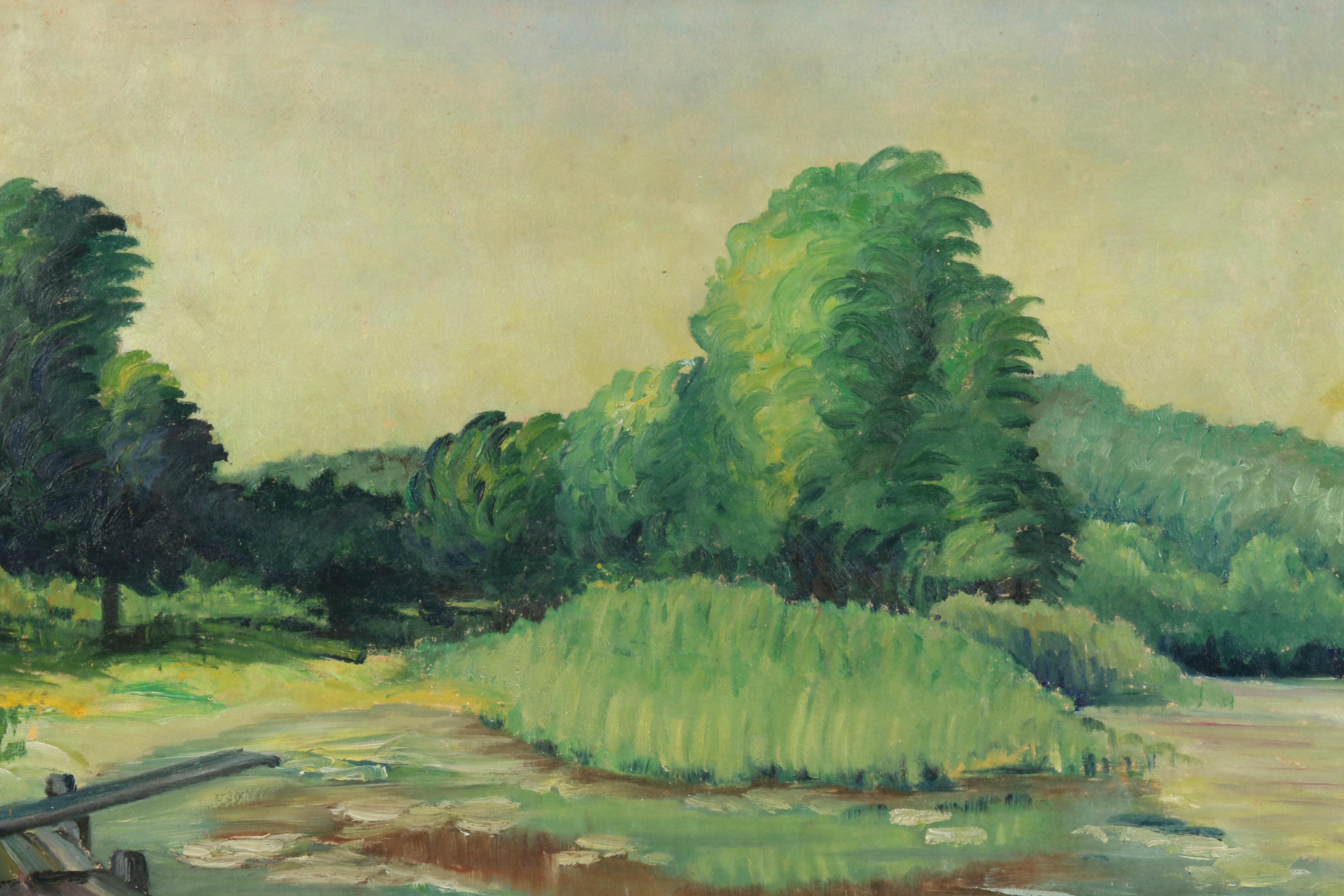 20th Century Oil Painting "Delaware Lake"