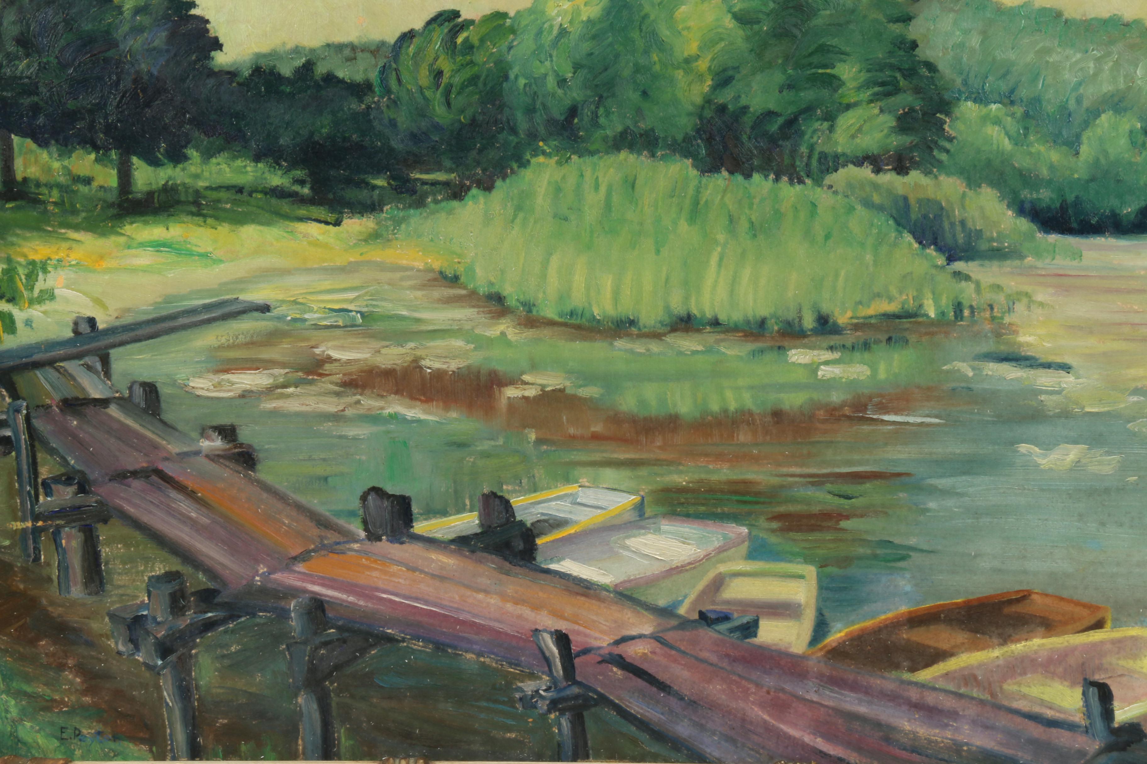 20th Century Oil Painting "Delaware Lake"