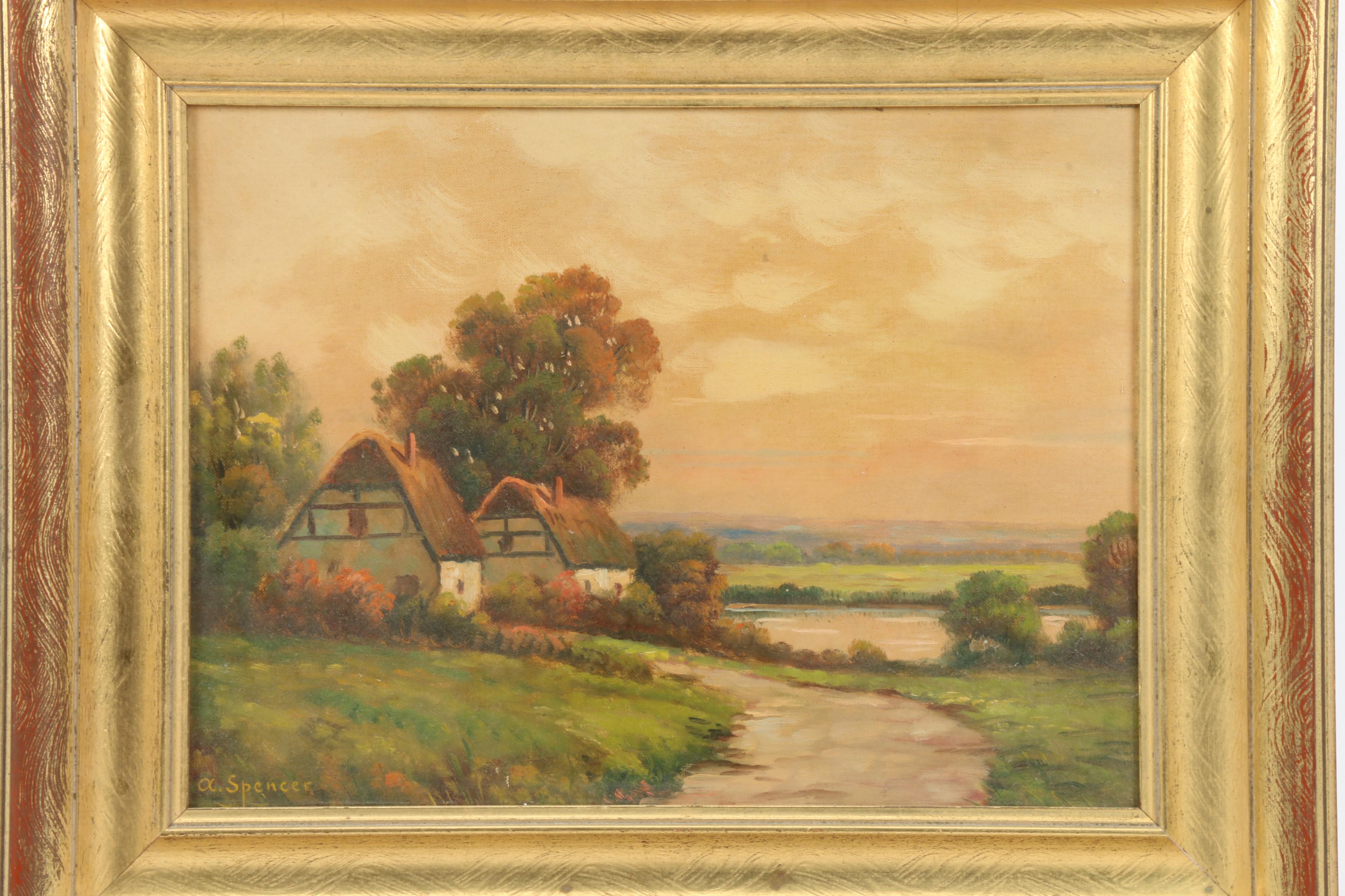Augustus Spencer Oil Painting "Birmingham Cottages"