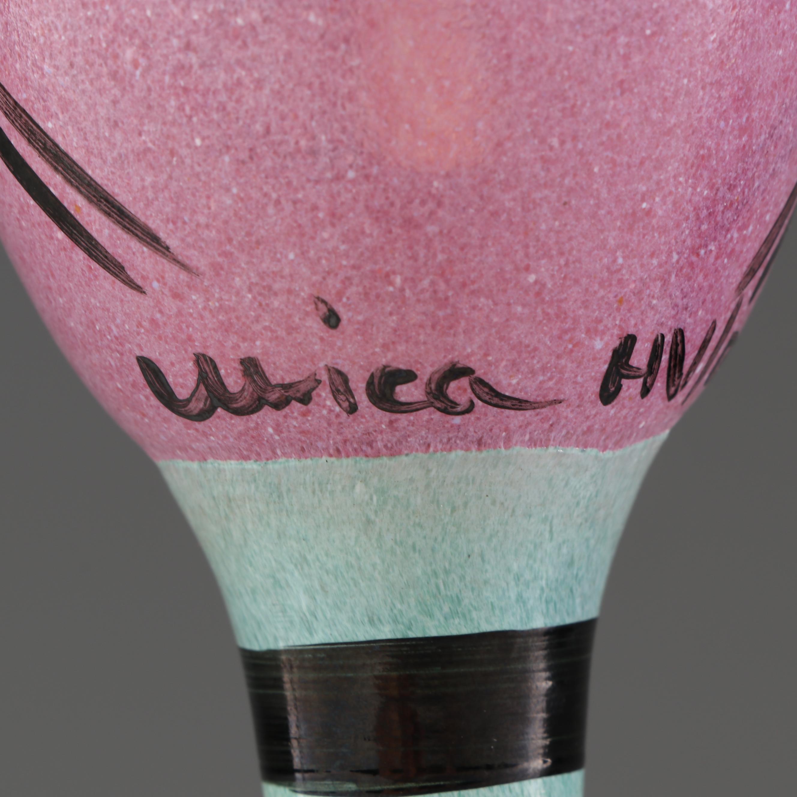 Kosta Boda Hand-Painted Glass Cat Vase and Stemware by Ulrica Hulge