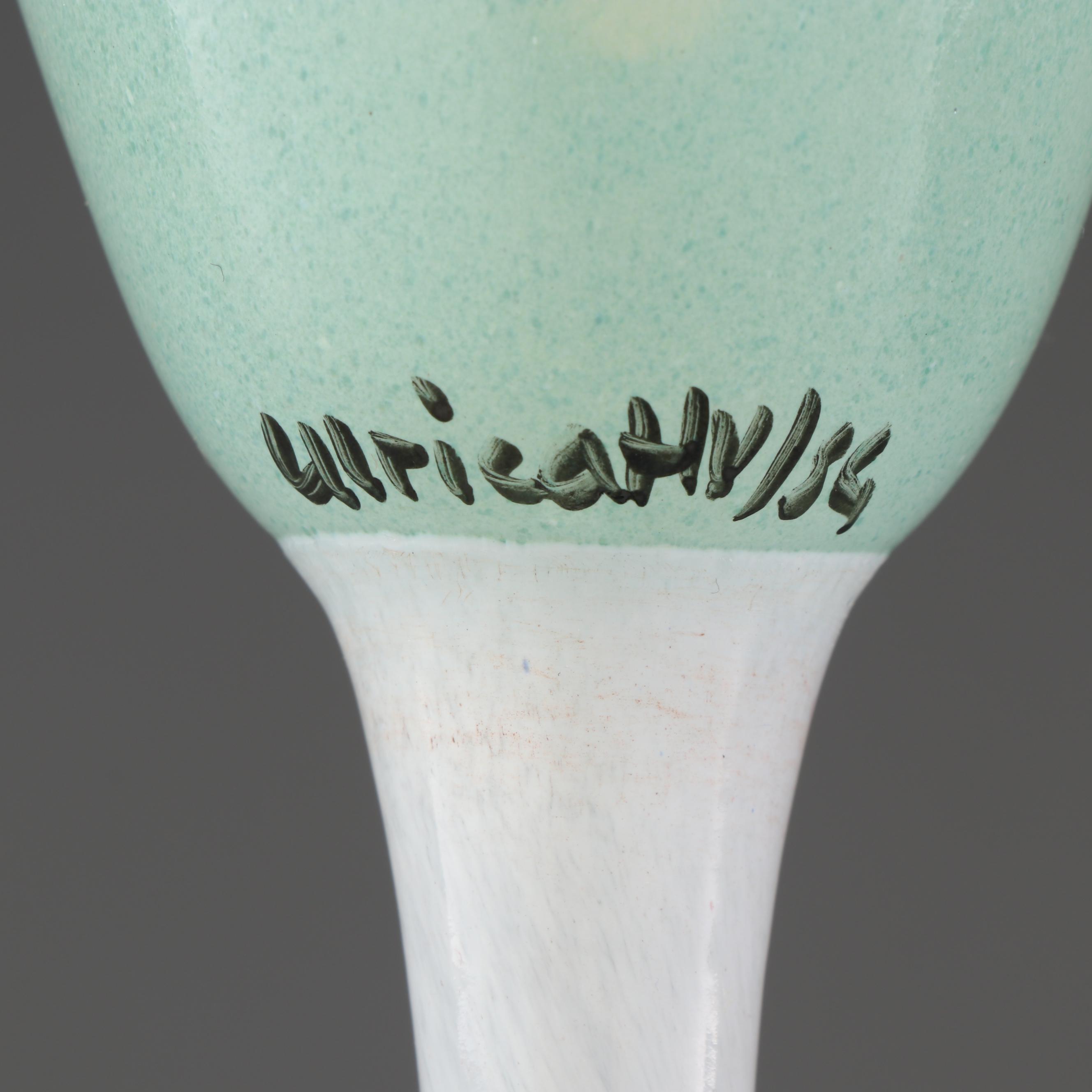 Kosta Boda Hand-Painted Glass Cat Vase and Stemware by Ulrica Hulge