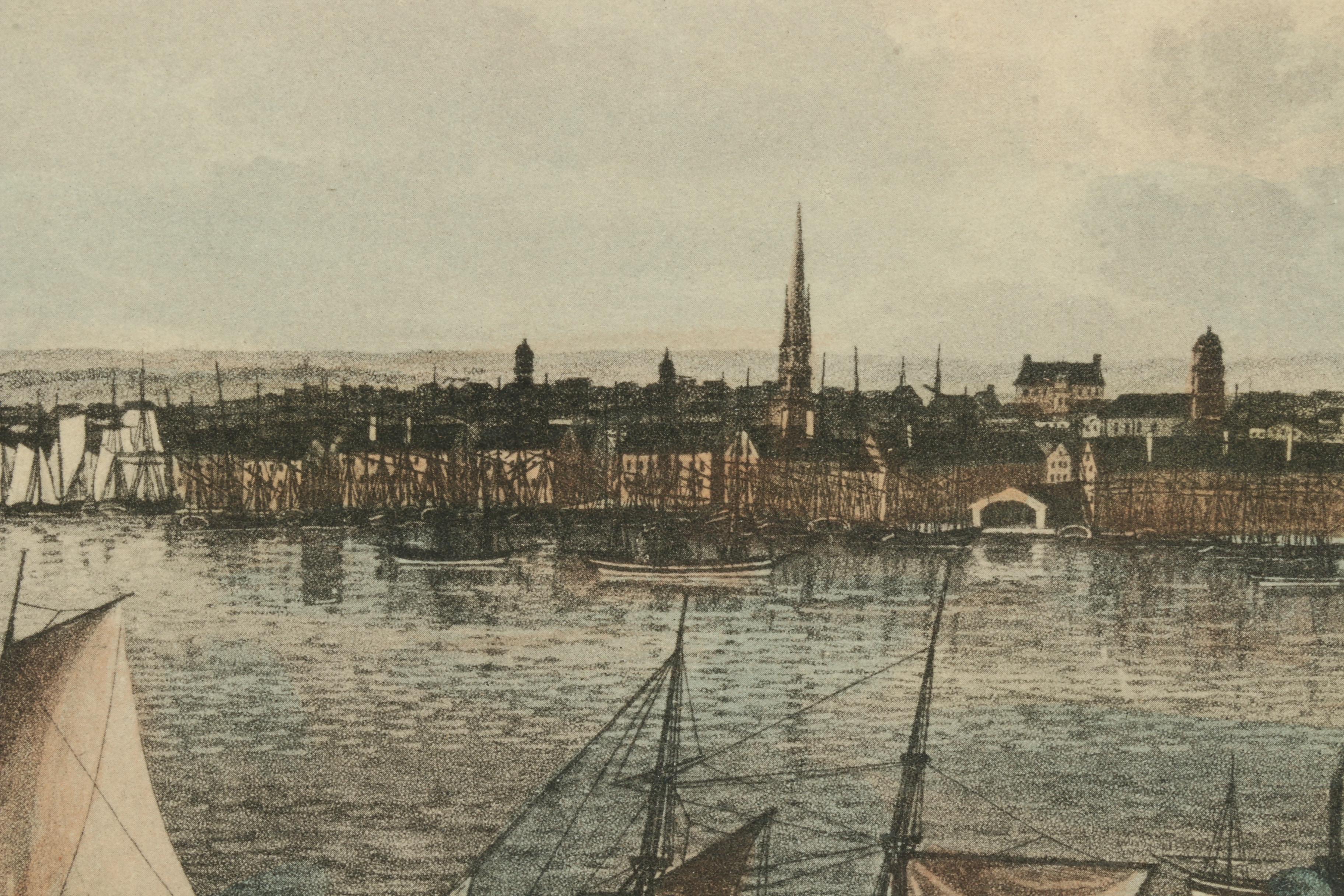 Late 19th Century Hand-Colored Halftone Print "Newyorks Hamn och Redd"