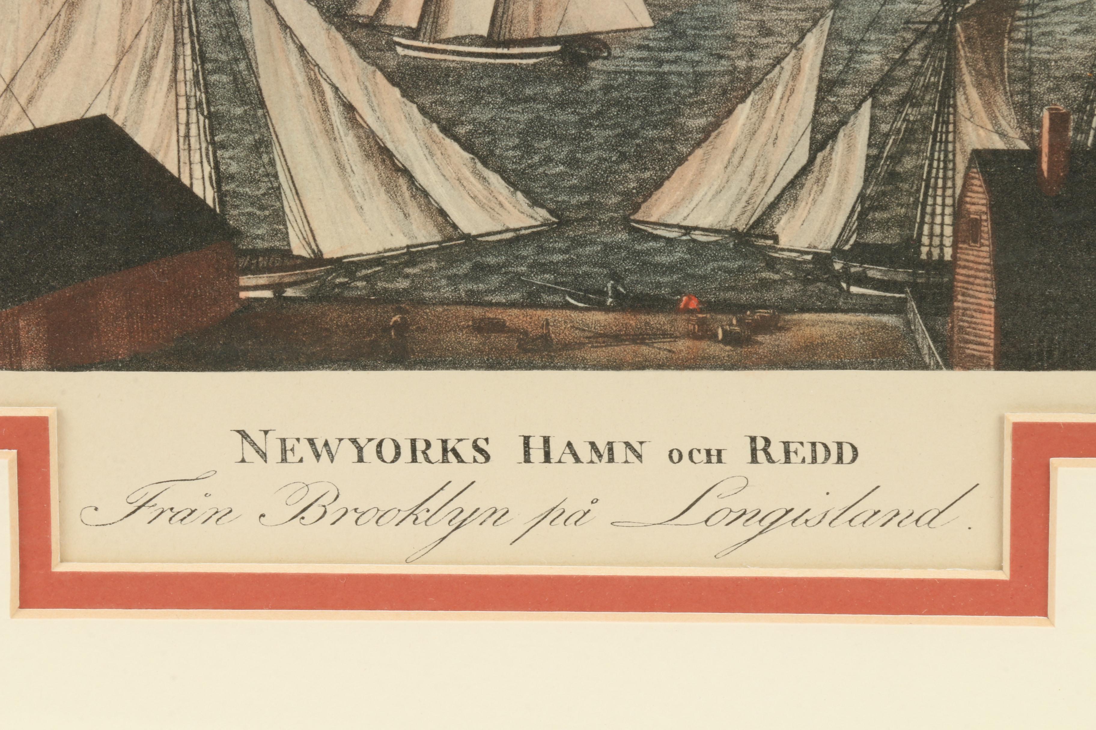 Late 19th Century Hand-Colored Halftone Print "Newyorks Hamn och Redd"