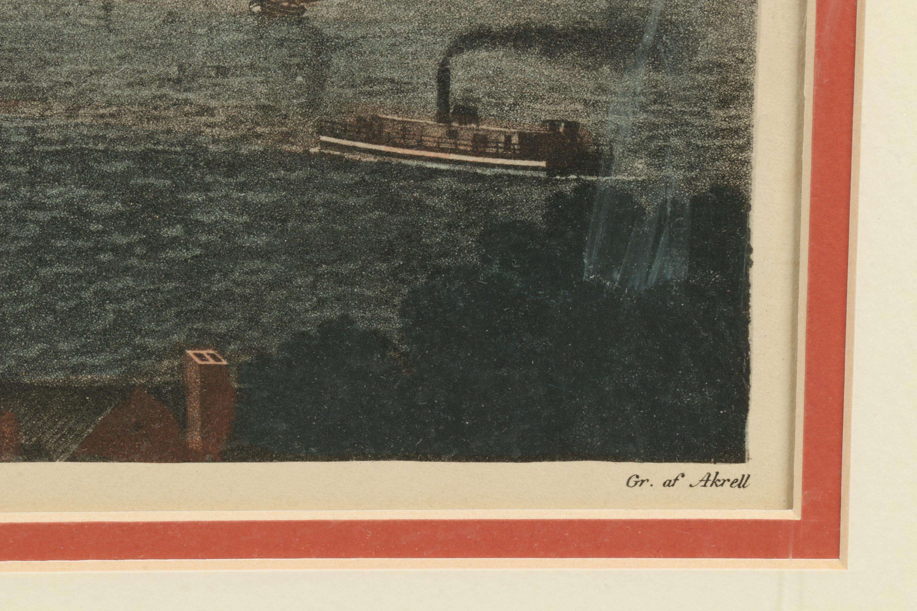 Late 19th Century Hand-Colored Halftone Print "Newyorks Hamn och Redd"