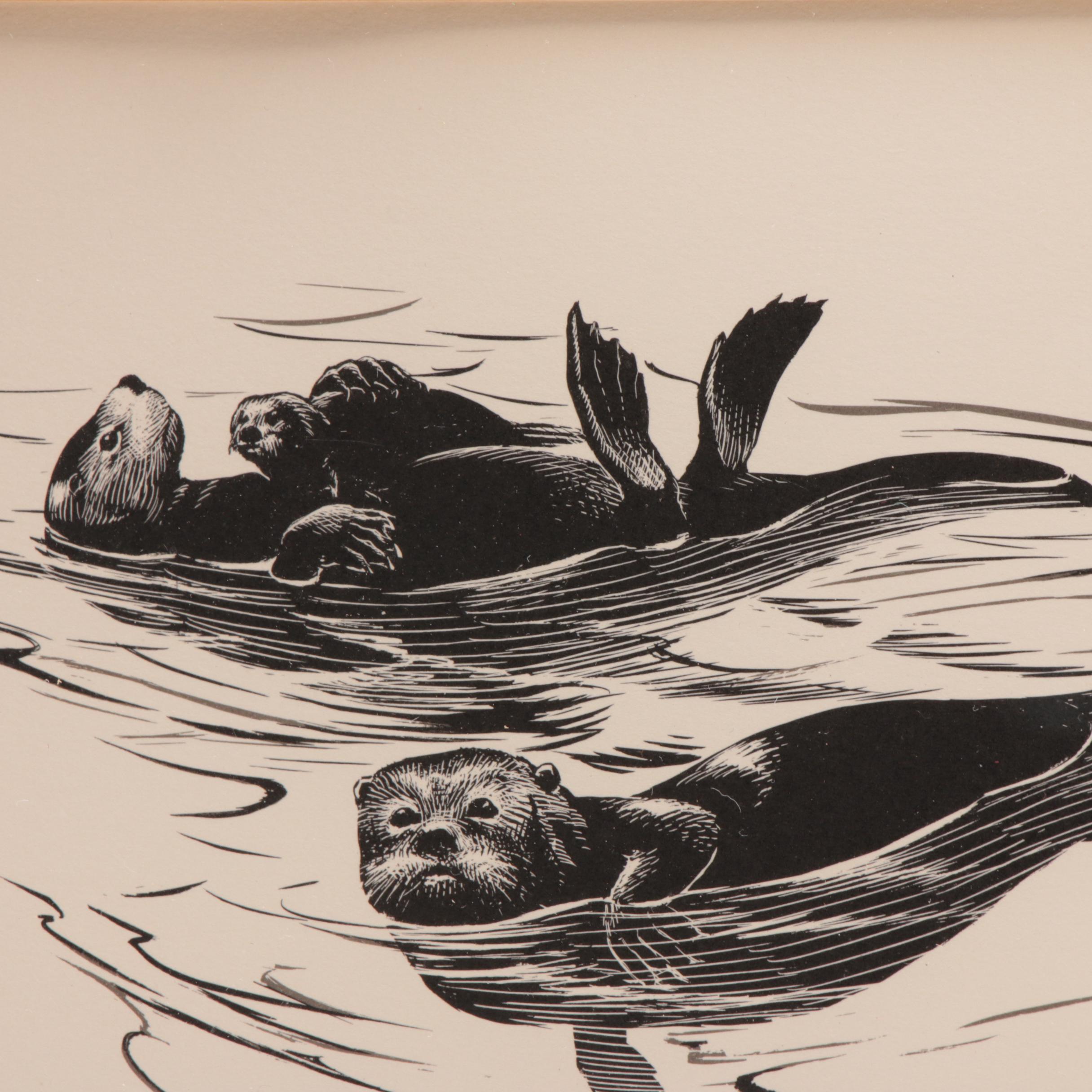 Roger Tory Peterson Limited Edition Lithograph "Sea Otters"