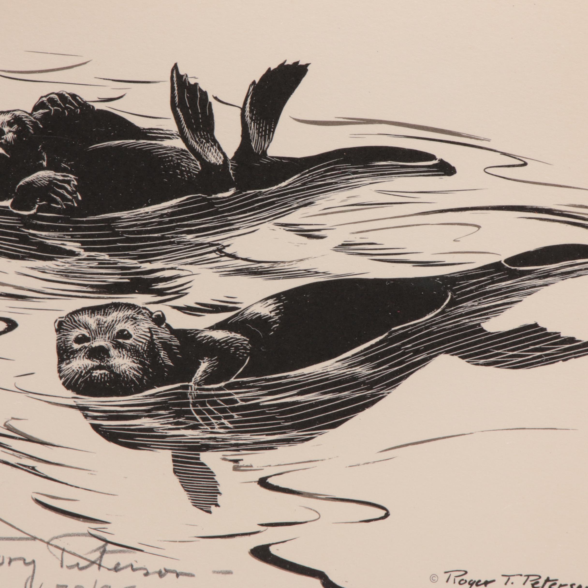 Roger Tory Peterson Limited Edition Lithograph "Sea Otters"