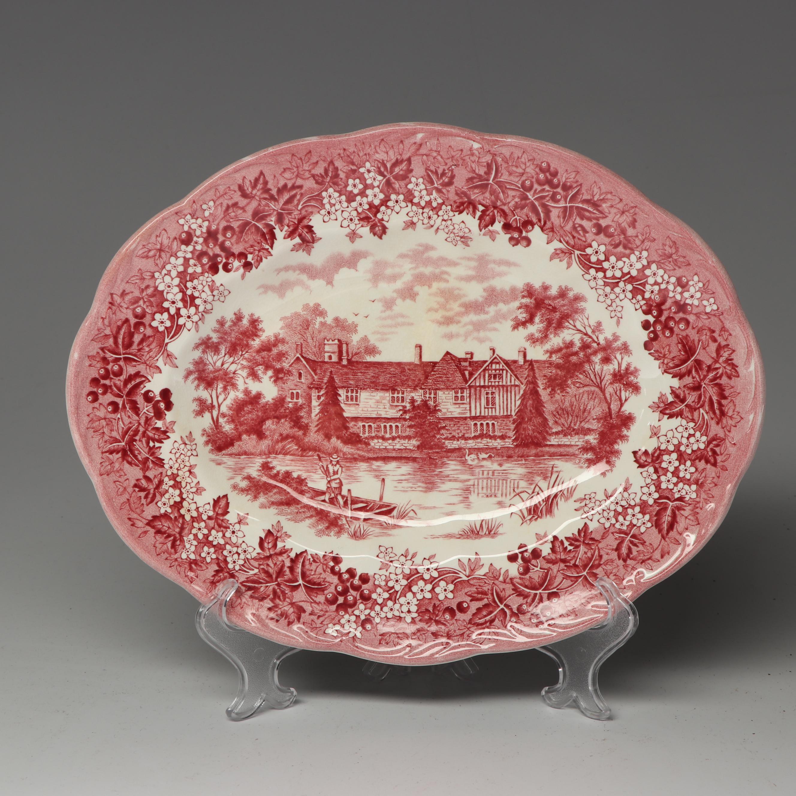 J & G Meakin "Romantic England" Ironstone Dinnerware with Mason's Canister