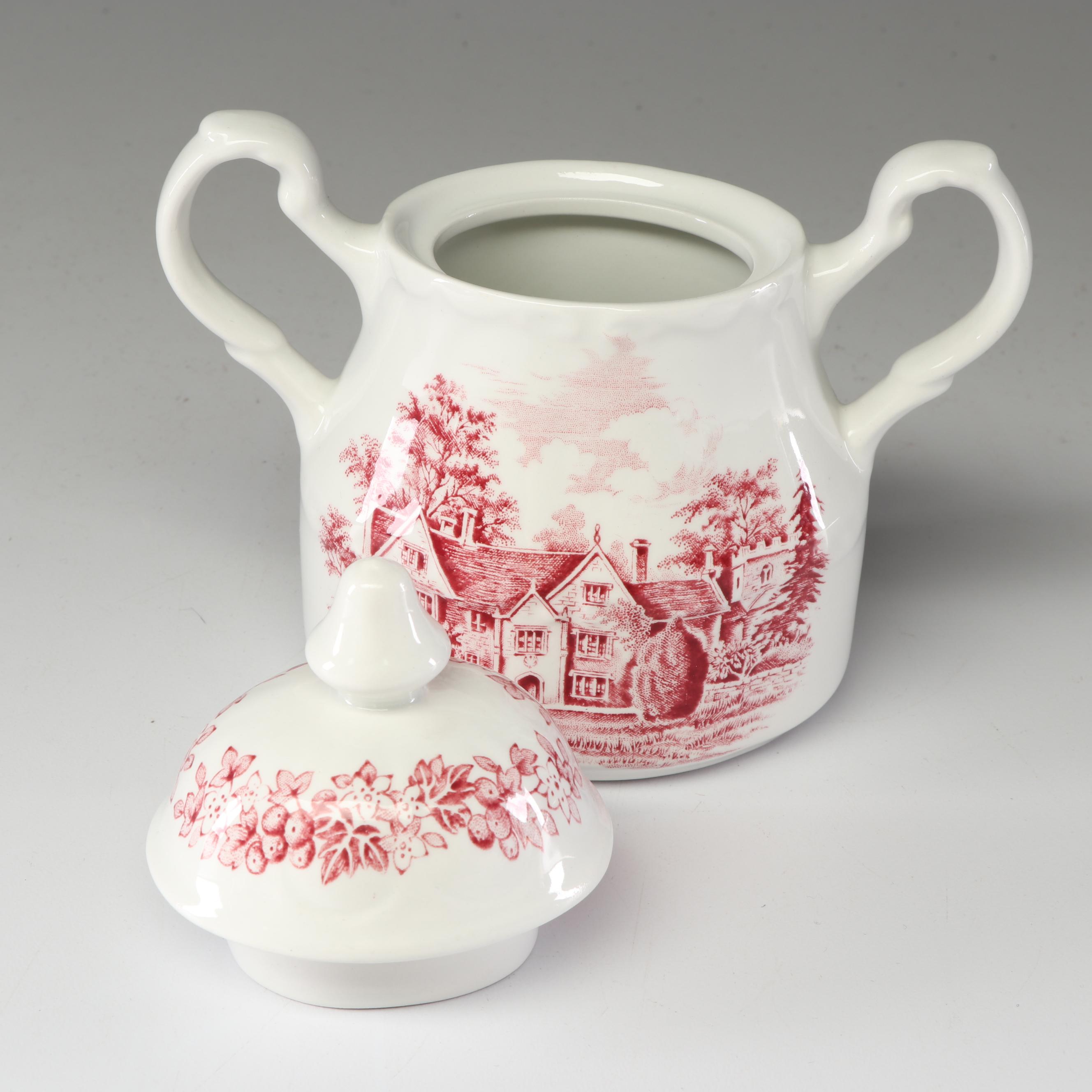 J & G Meakin "Romantic England" Ironstone Dinnerware with Mason's Canister