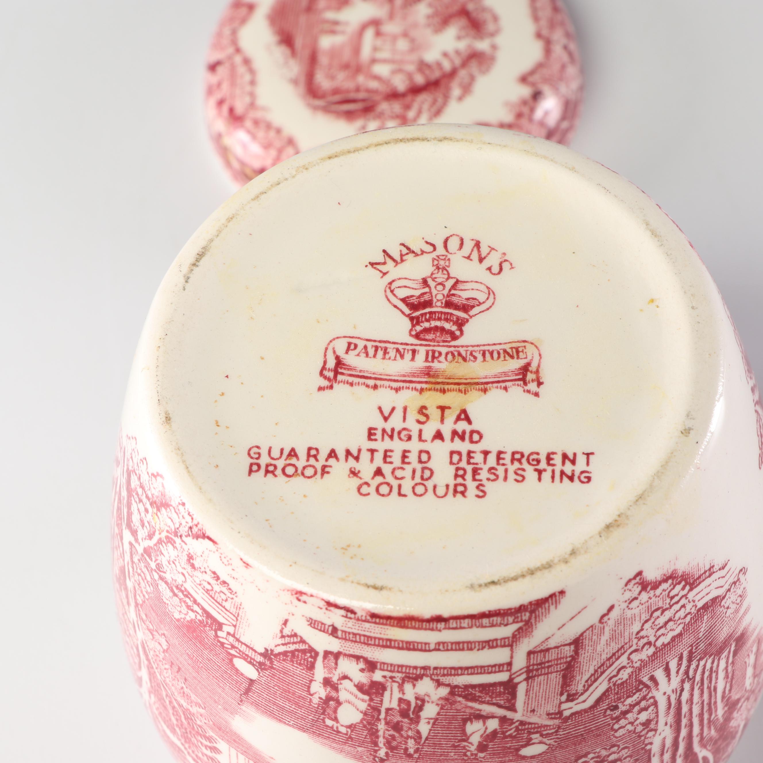 J & G Meakin "Romantic England" Ironstone Dinnerware with Mason's Canister