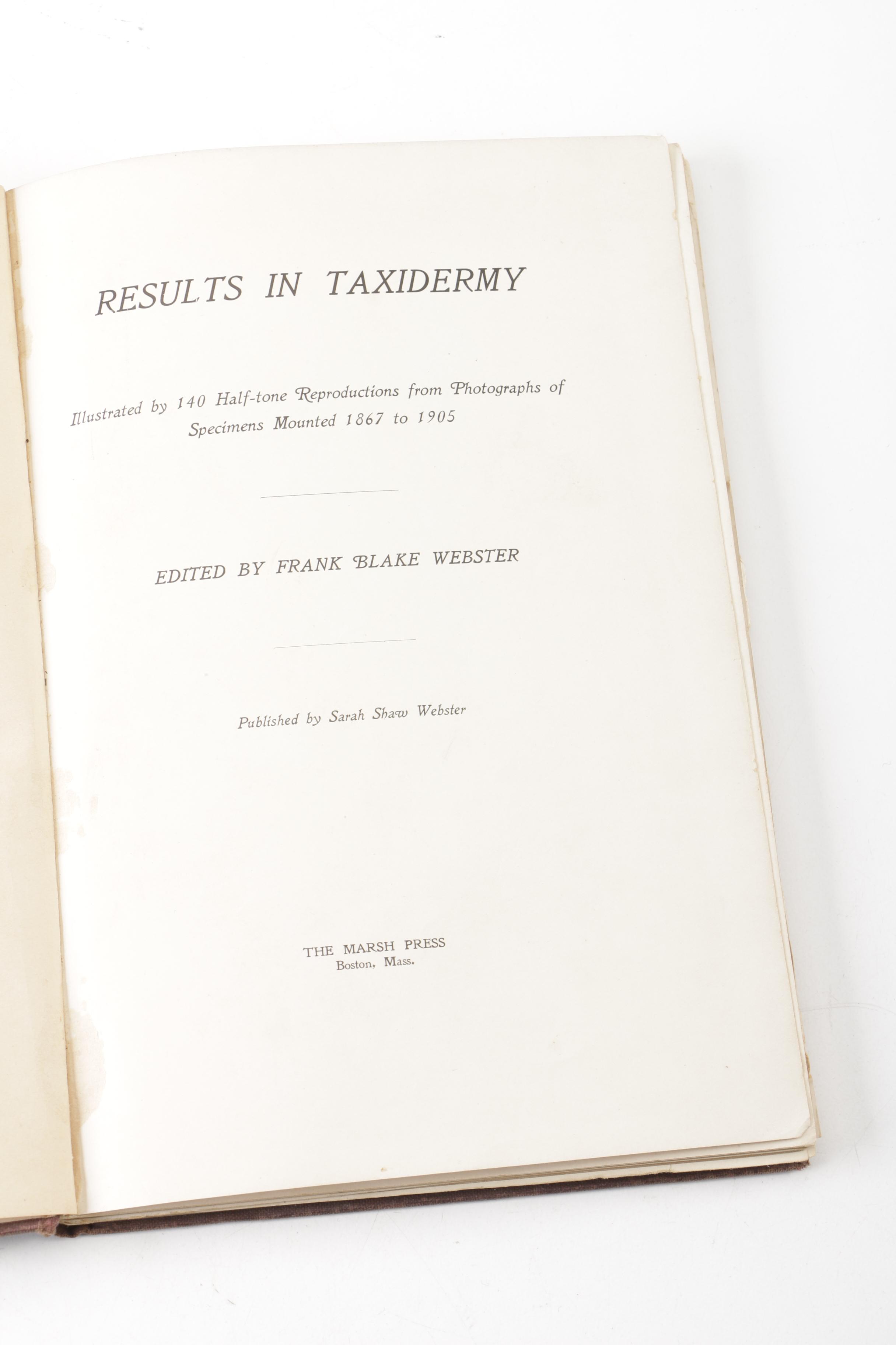 Books on Taxidermy featuring "Methods in the Art of Taxidermy" by Oliver Davie