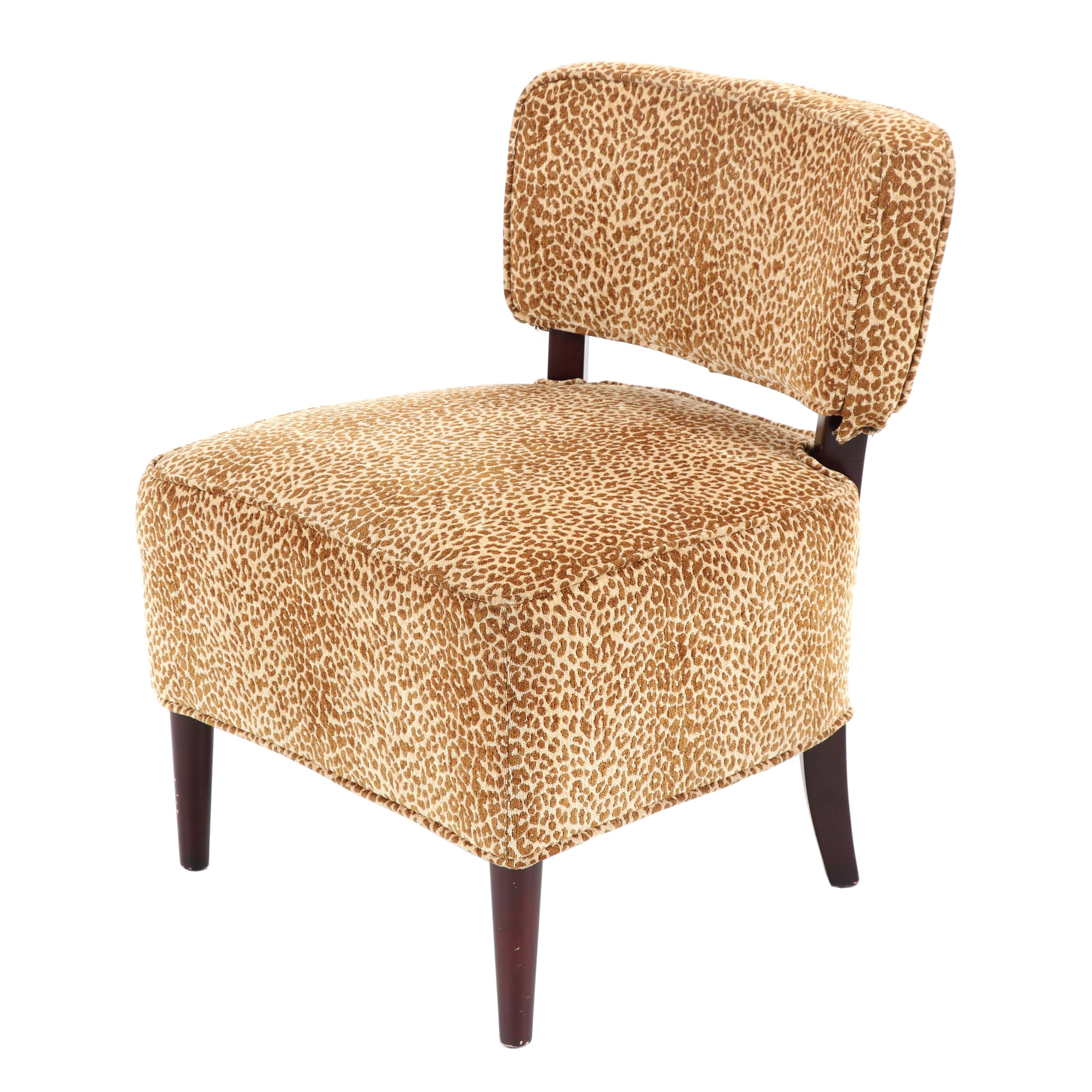 Leopard Print Upholstered Vanity Chair by Pier 1 Imports, 21st Century