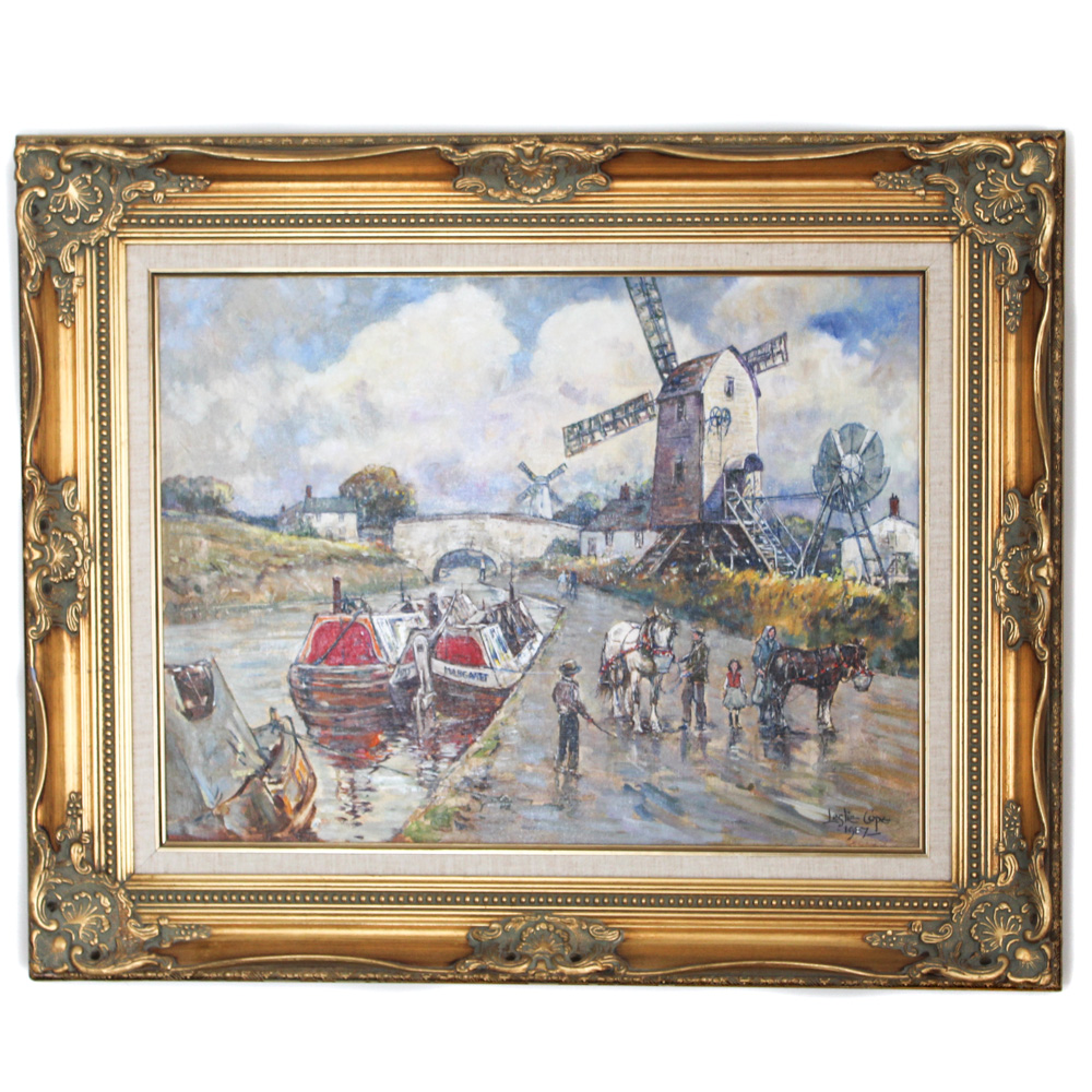 Leslie Cope Oil Painting Depicting a Windmill