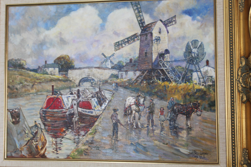 Leslie Cope Oil Painting Depicting a Windmill