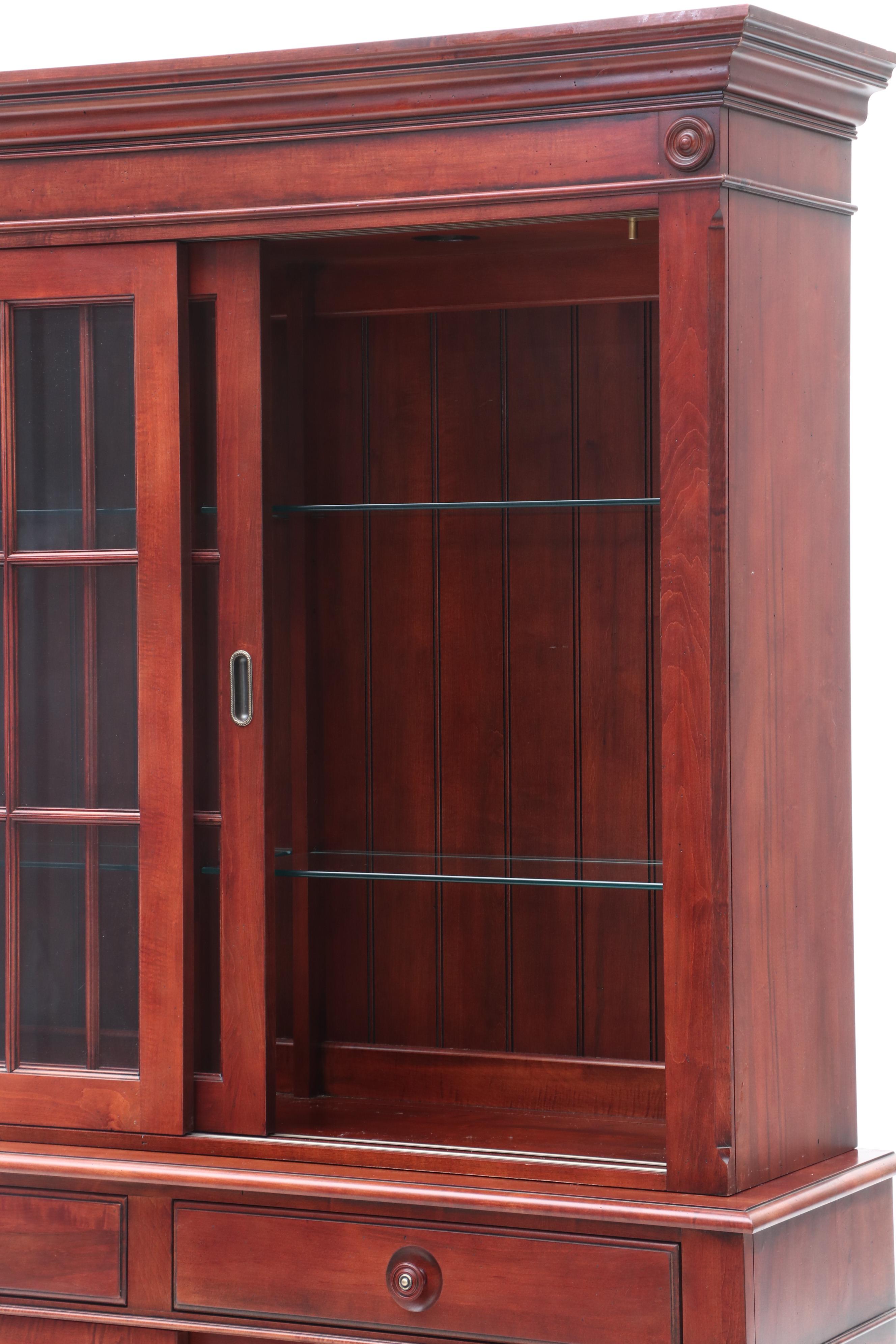 "British Classics" Illuminated Two-Piece China Cabinet by Ethan Allen