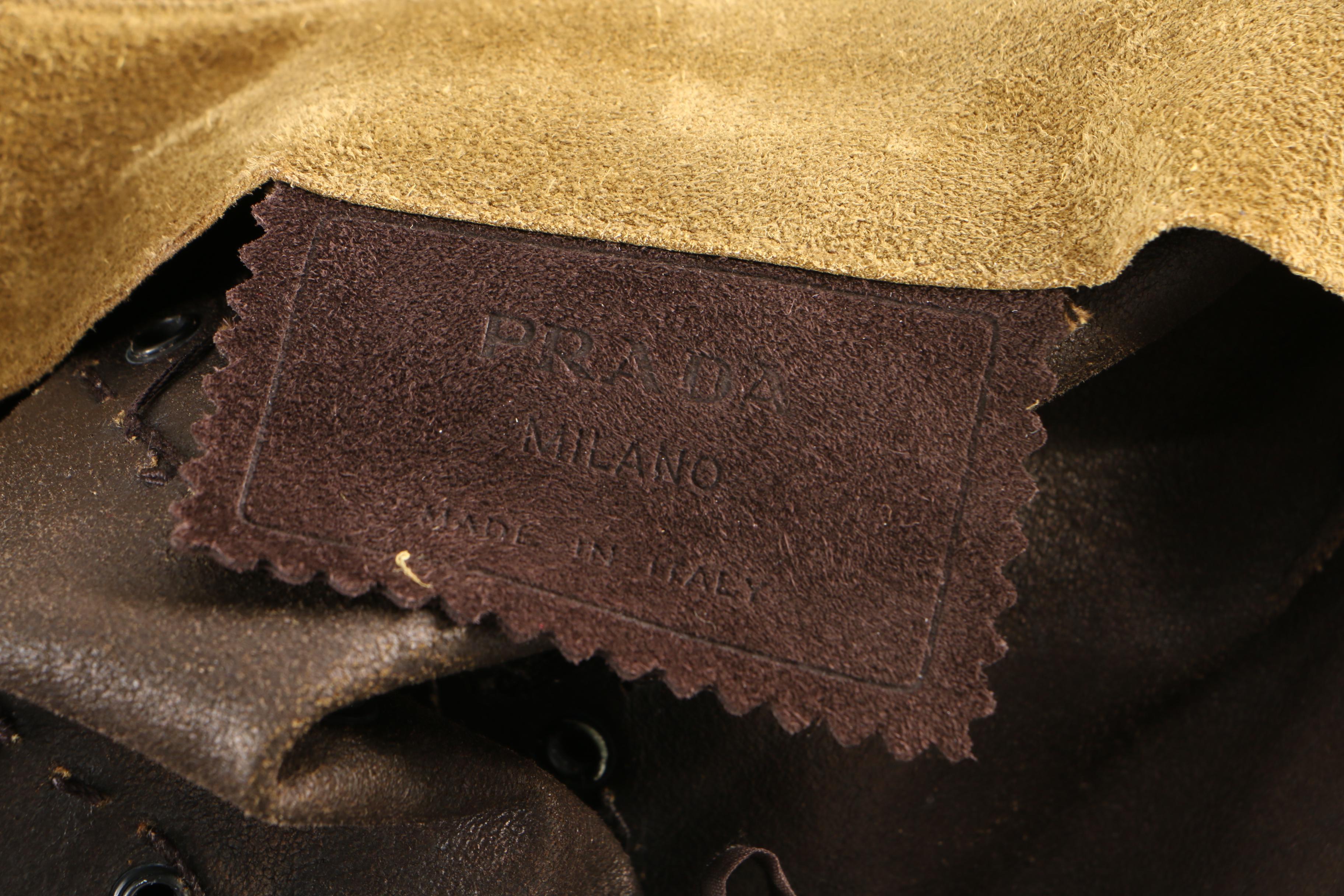 Prada Loden Green Suede Skirt with Grommets and Appliquéd Leather Leaves