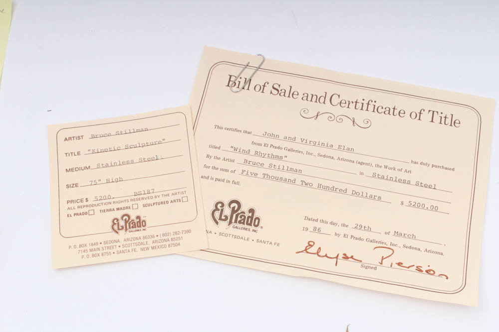 Bruce Stillman Stainless Steel Kinetic Sculpture "Wind Rhythms"