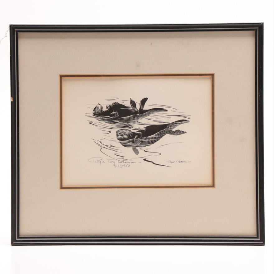 Roger Tory Peterson Limited Edition Lithograph "Sea Otters"