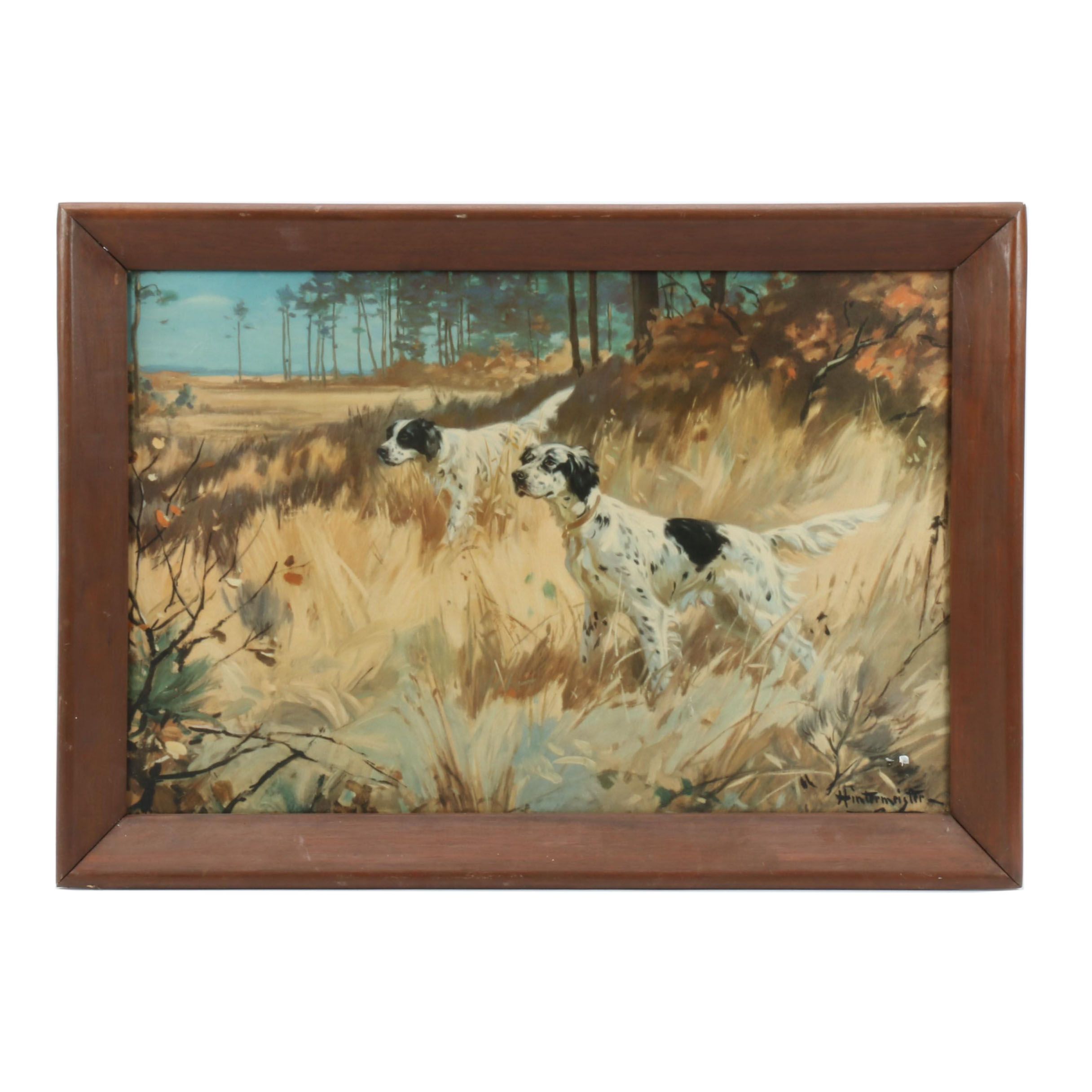 Henry Hintermeister Offset Lithograph featuring English Setter Hunting Dogs