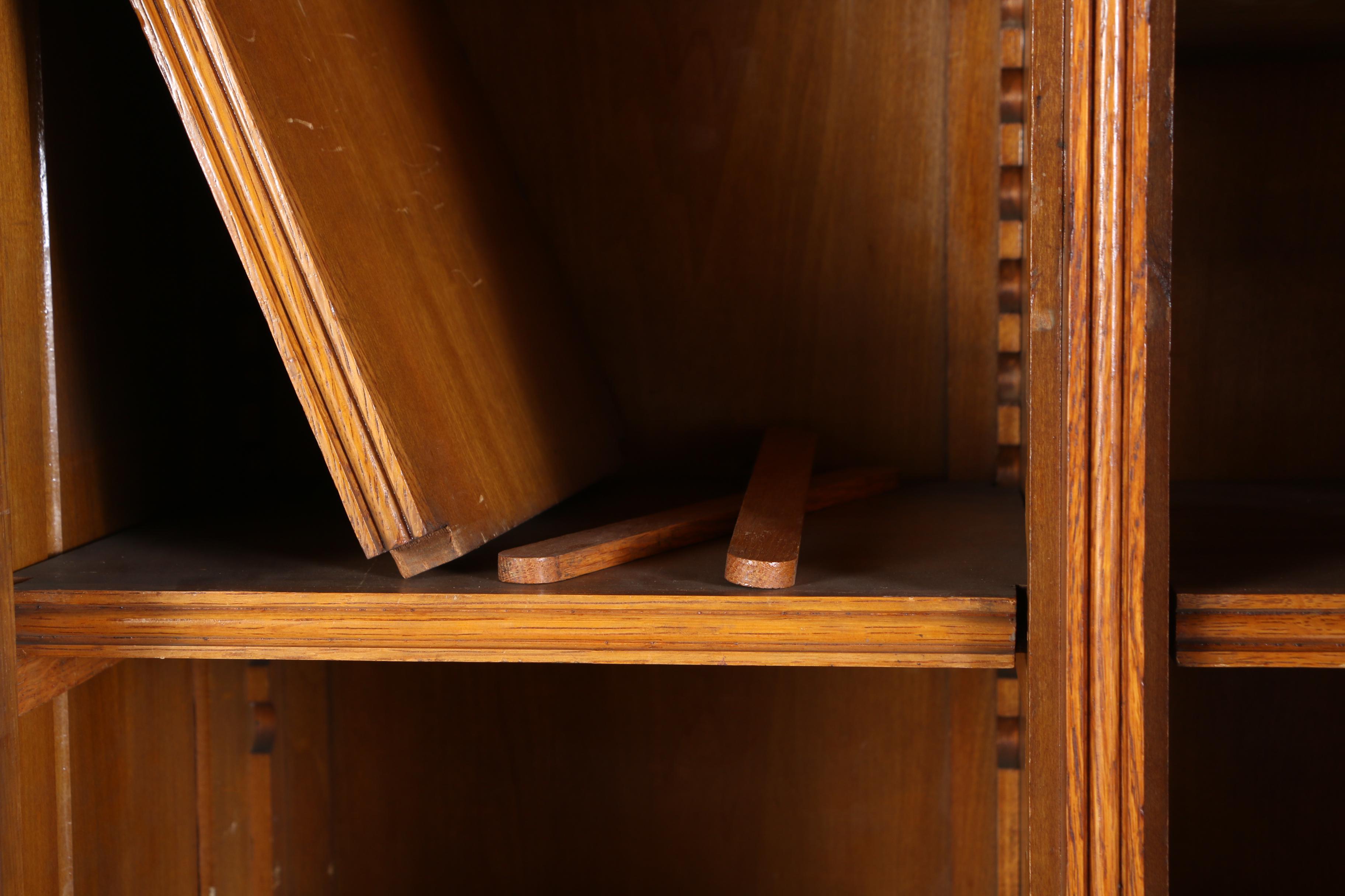 Victorian Carved Oak Double Side-By-Side Secretary Bookcase, Late 19th Century