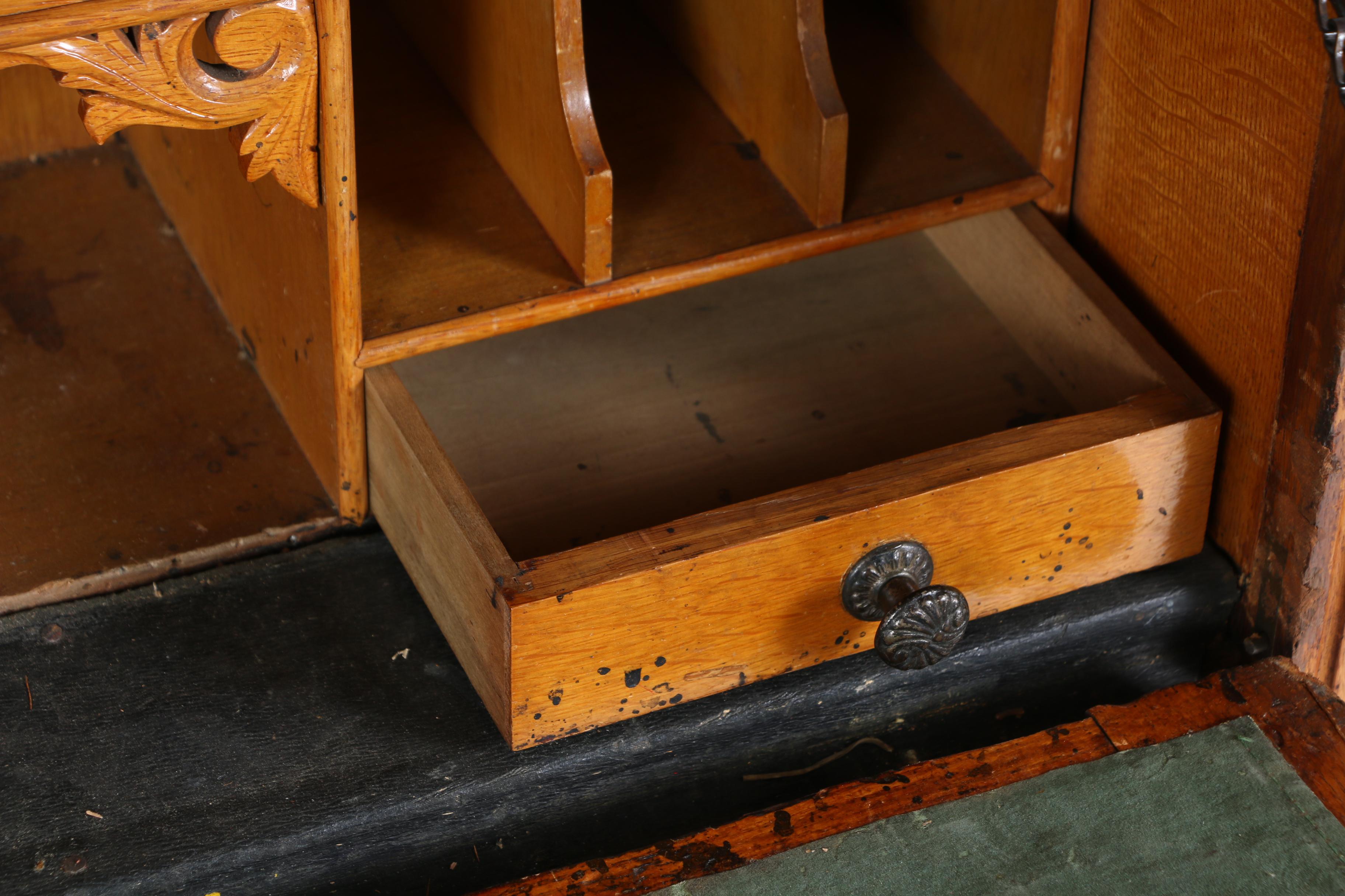 Victorian Carved Oak Double Side-By-Side Secretary Bookcase, Late 19th Century